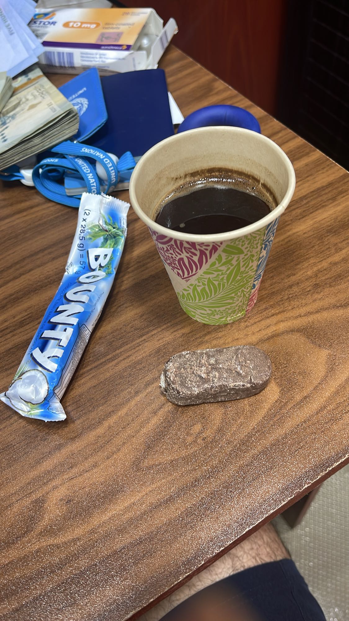 Bounty bar and black coffee