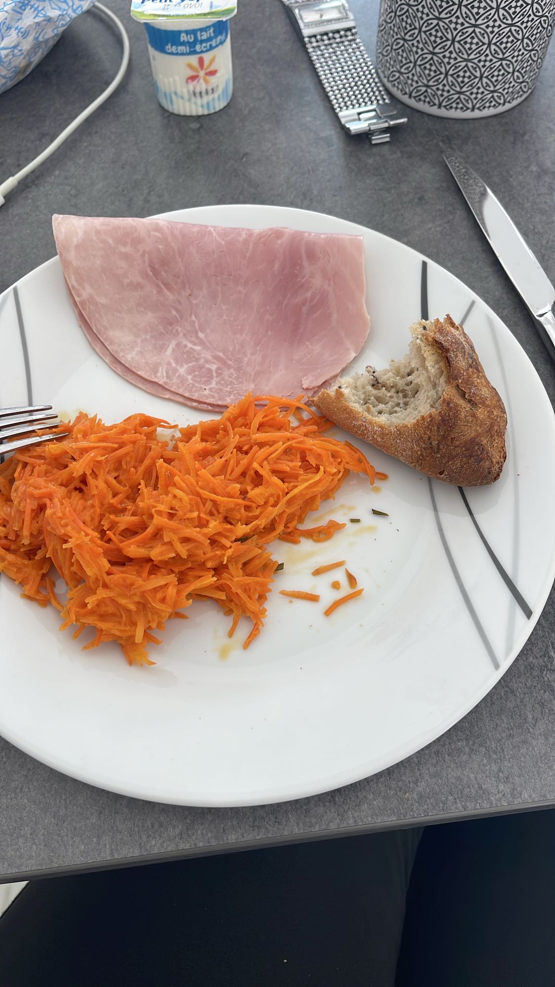Déjeuner jambon carottes