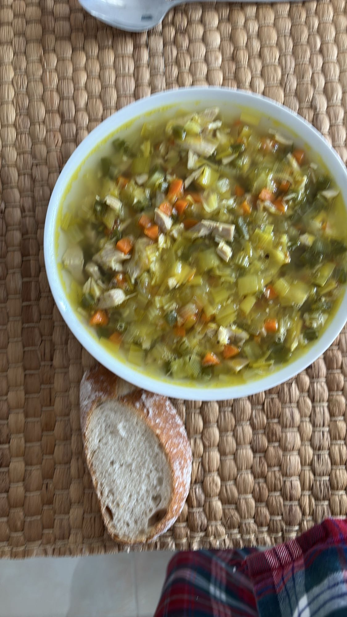 Chicken veggie soup & bread