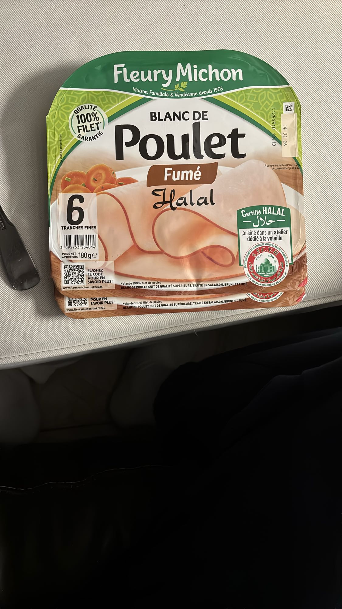 Blanc de poulet fumé halal