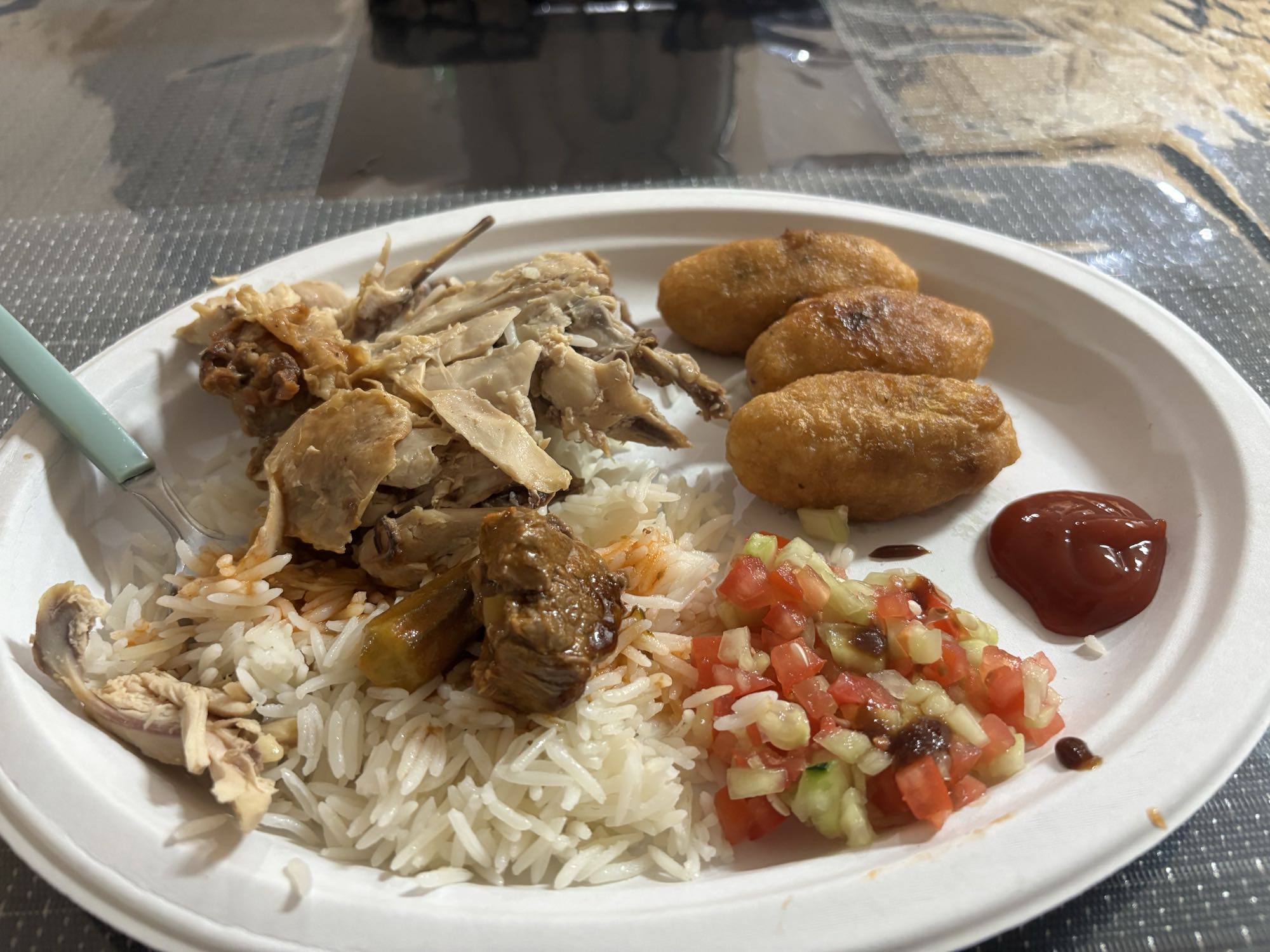 Chicken rice with croquettes