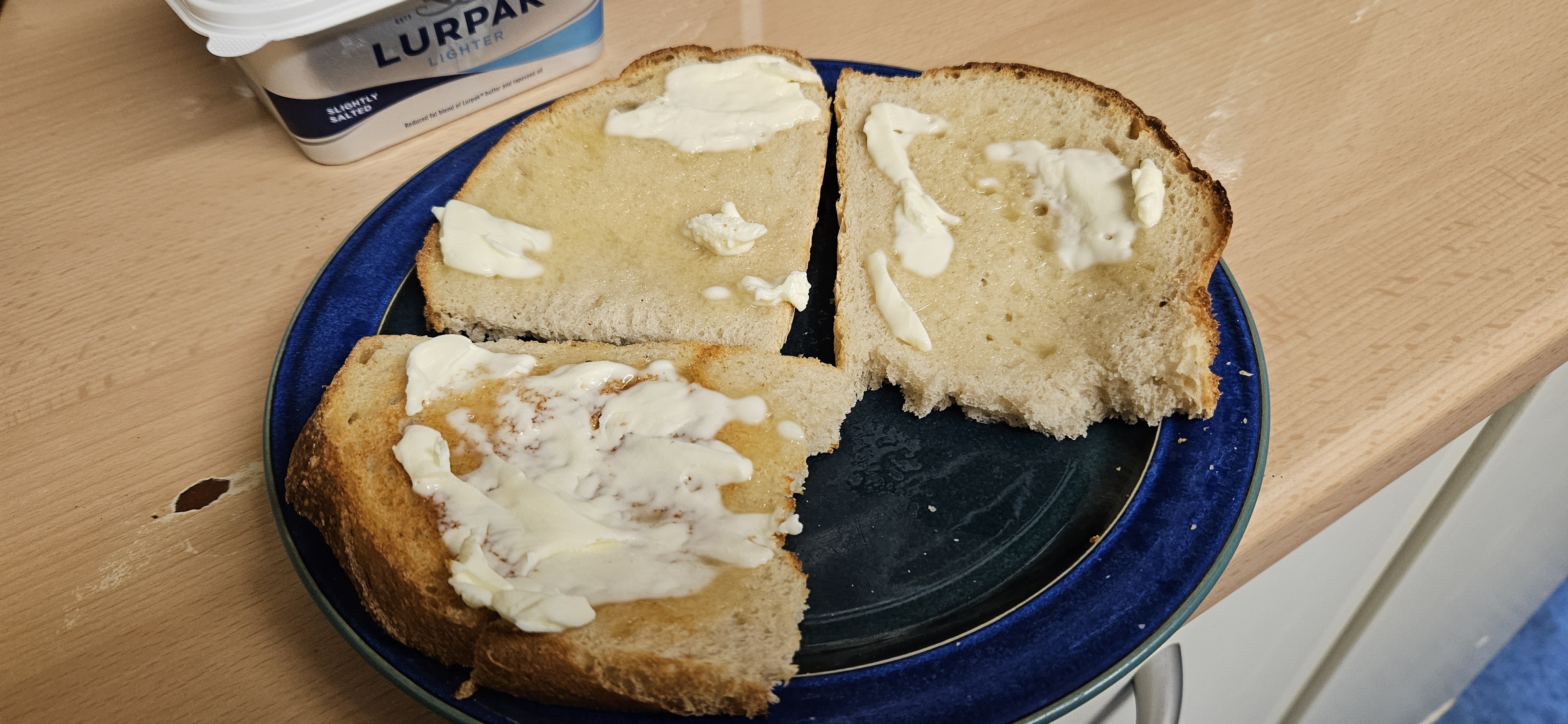 Butter on white bread