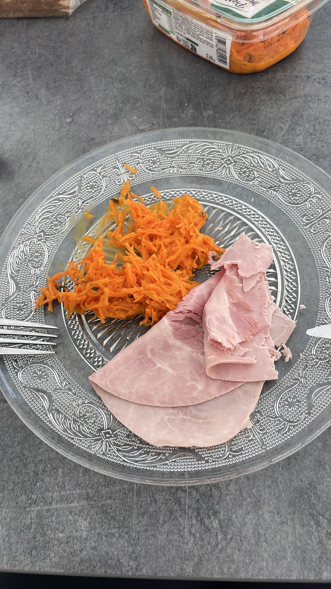 Carottes râpées et jambon
