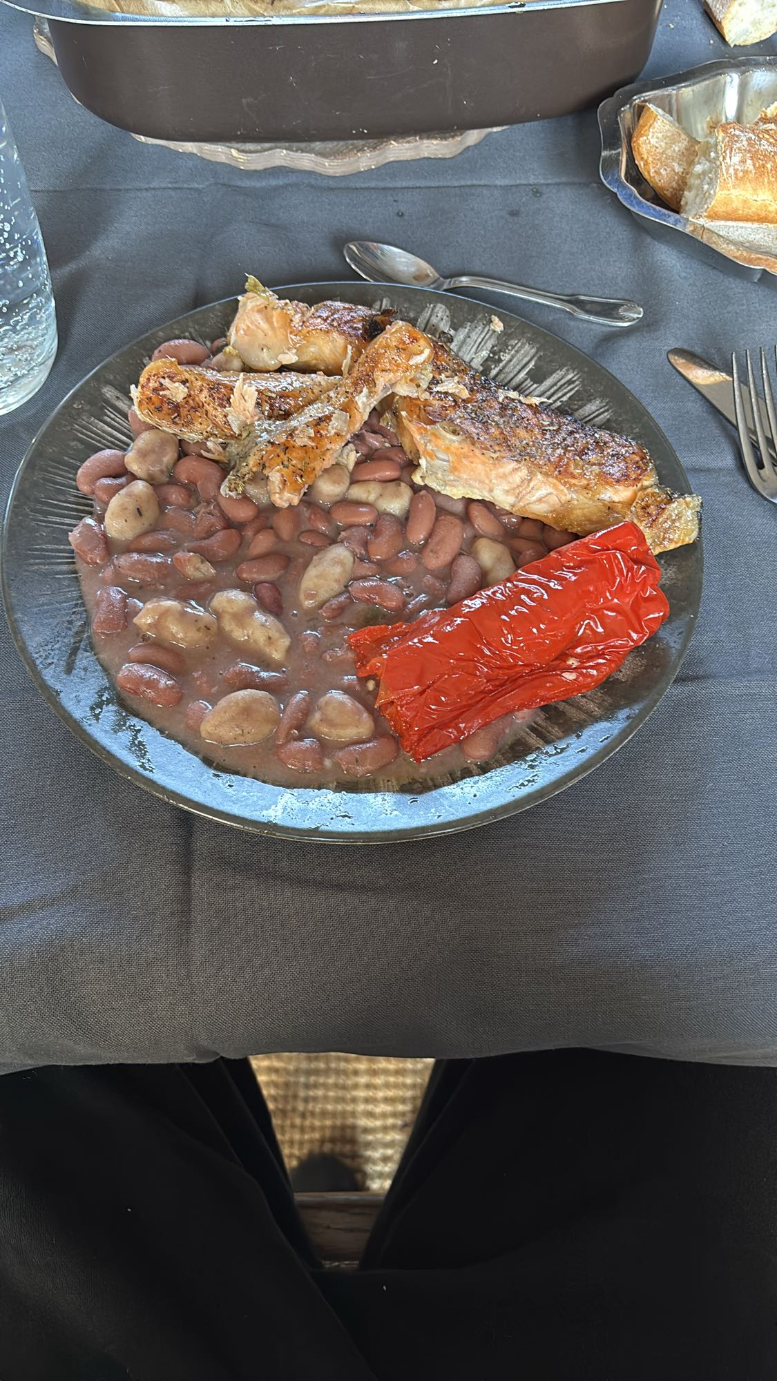 Saumon, haricots et poivron