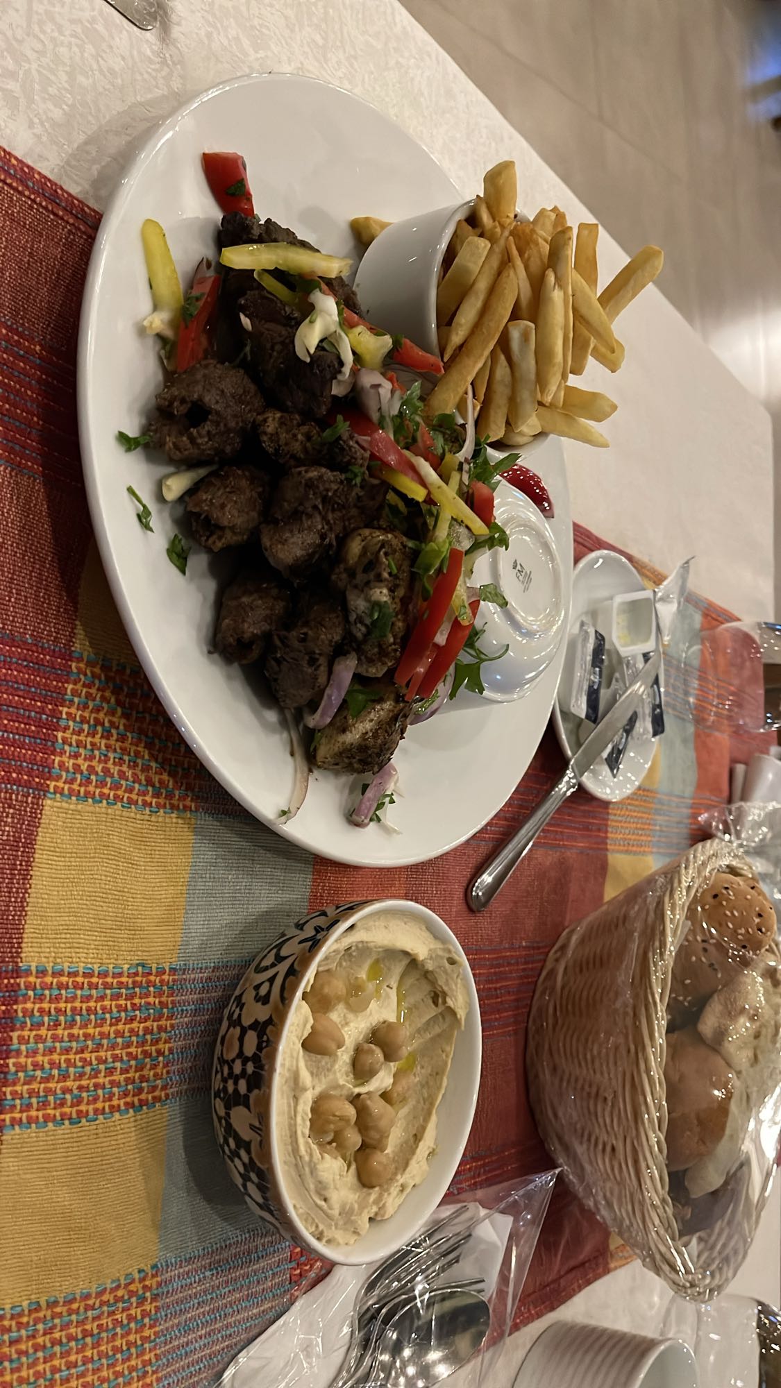 Grilled Meat with Hummus