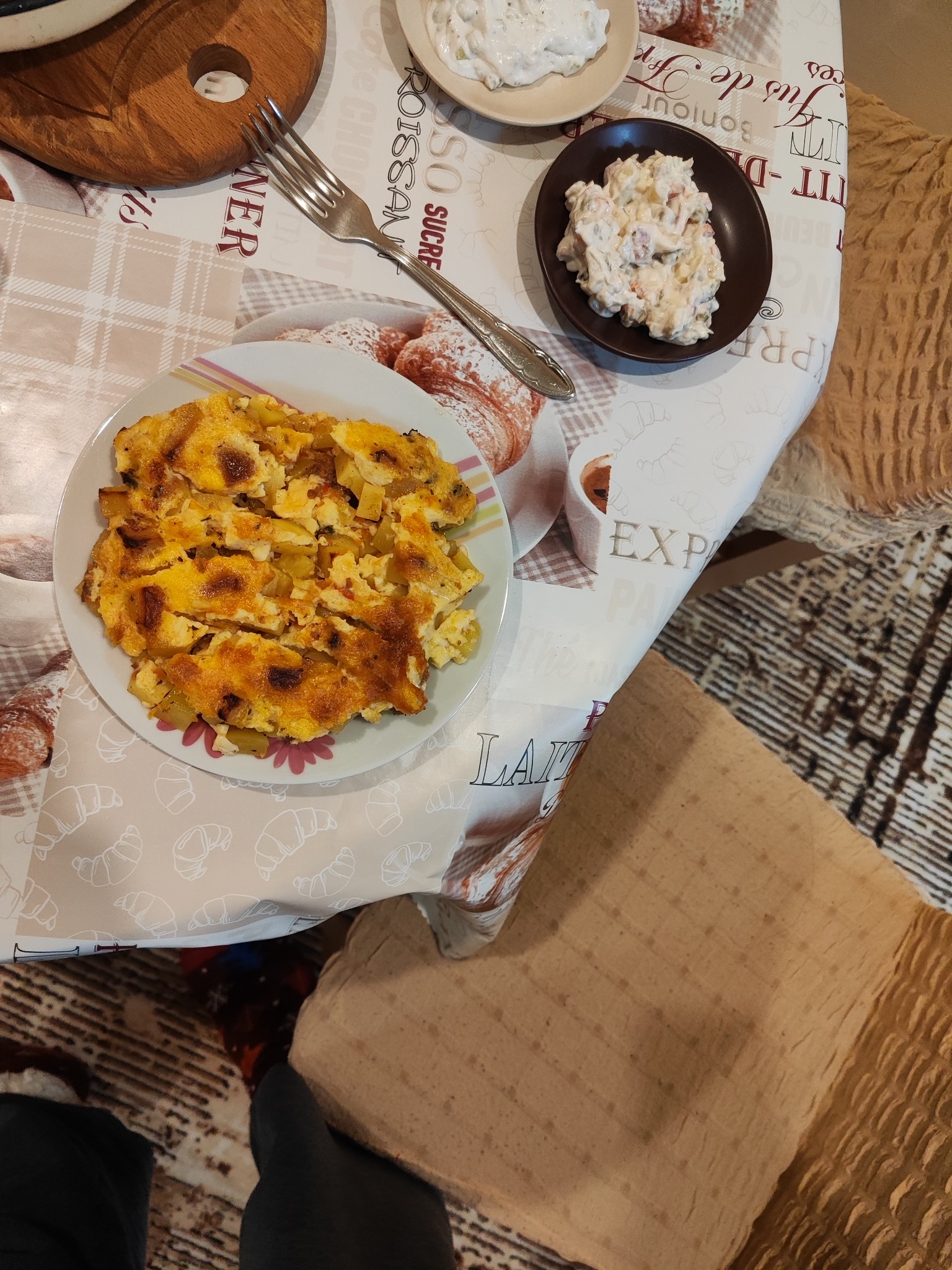 Egg potato bake & salads