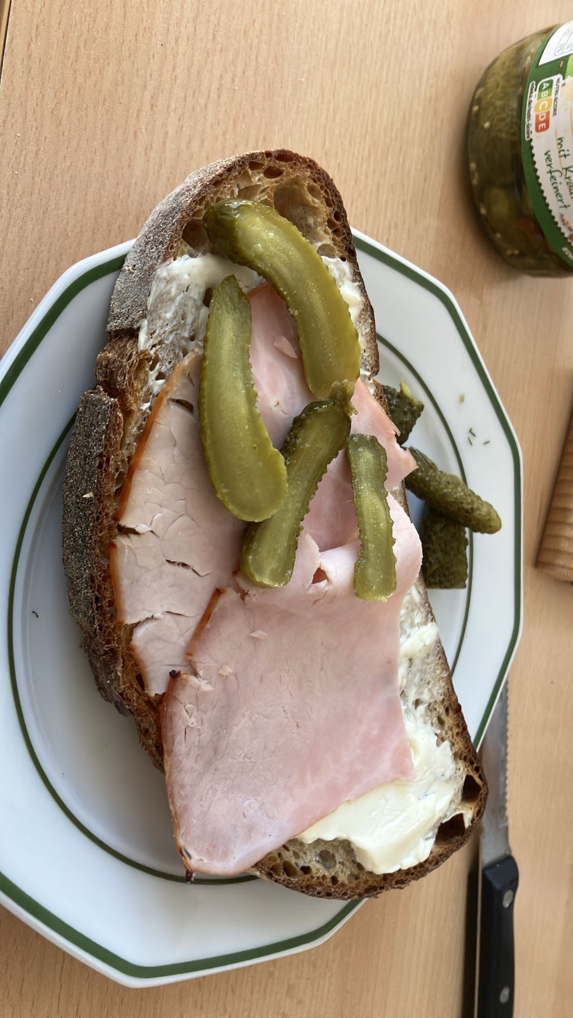 Pão com presunto, cream cheese light e whey sabor banana