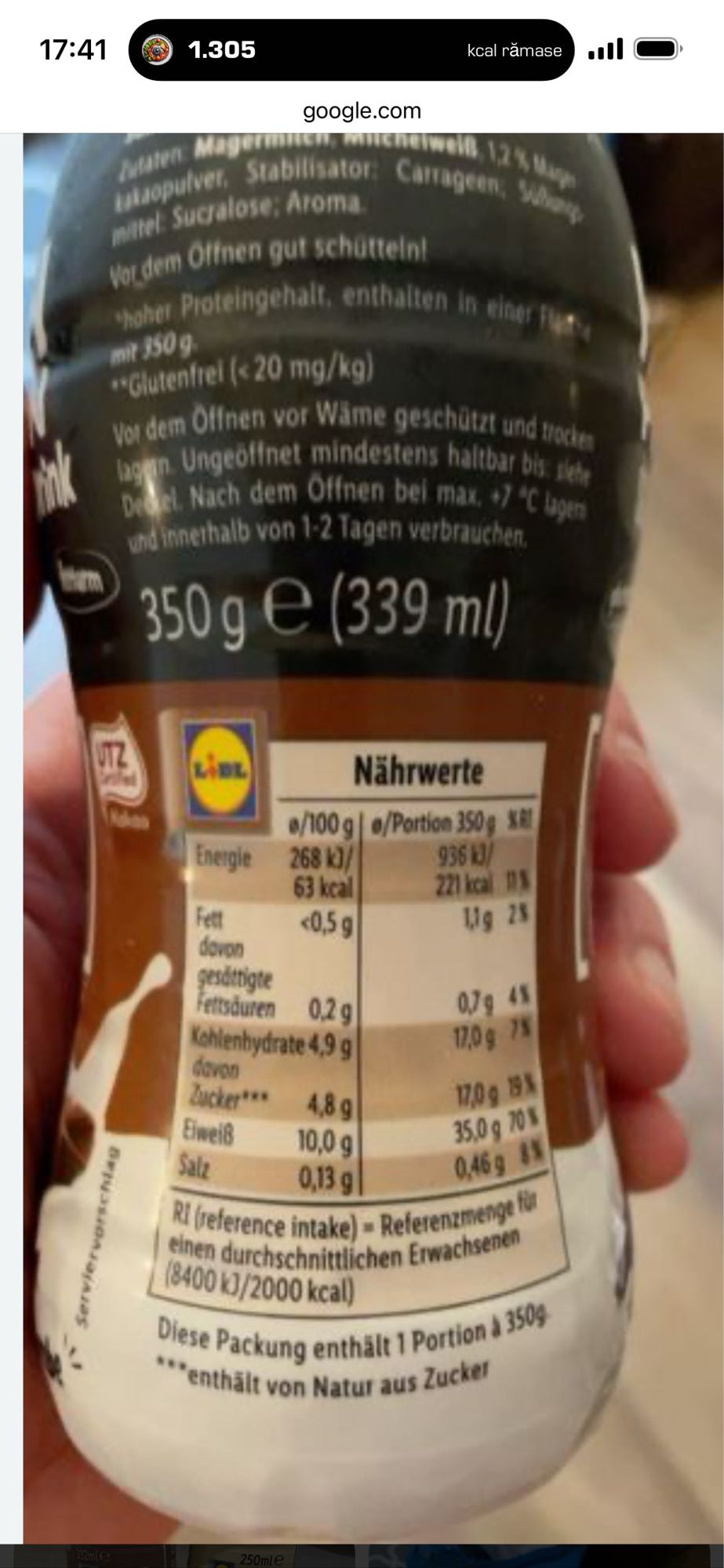 Băutură proteică ciocolată