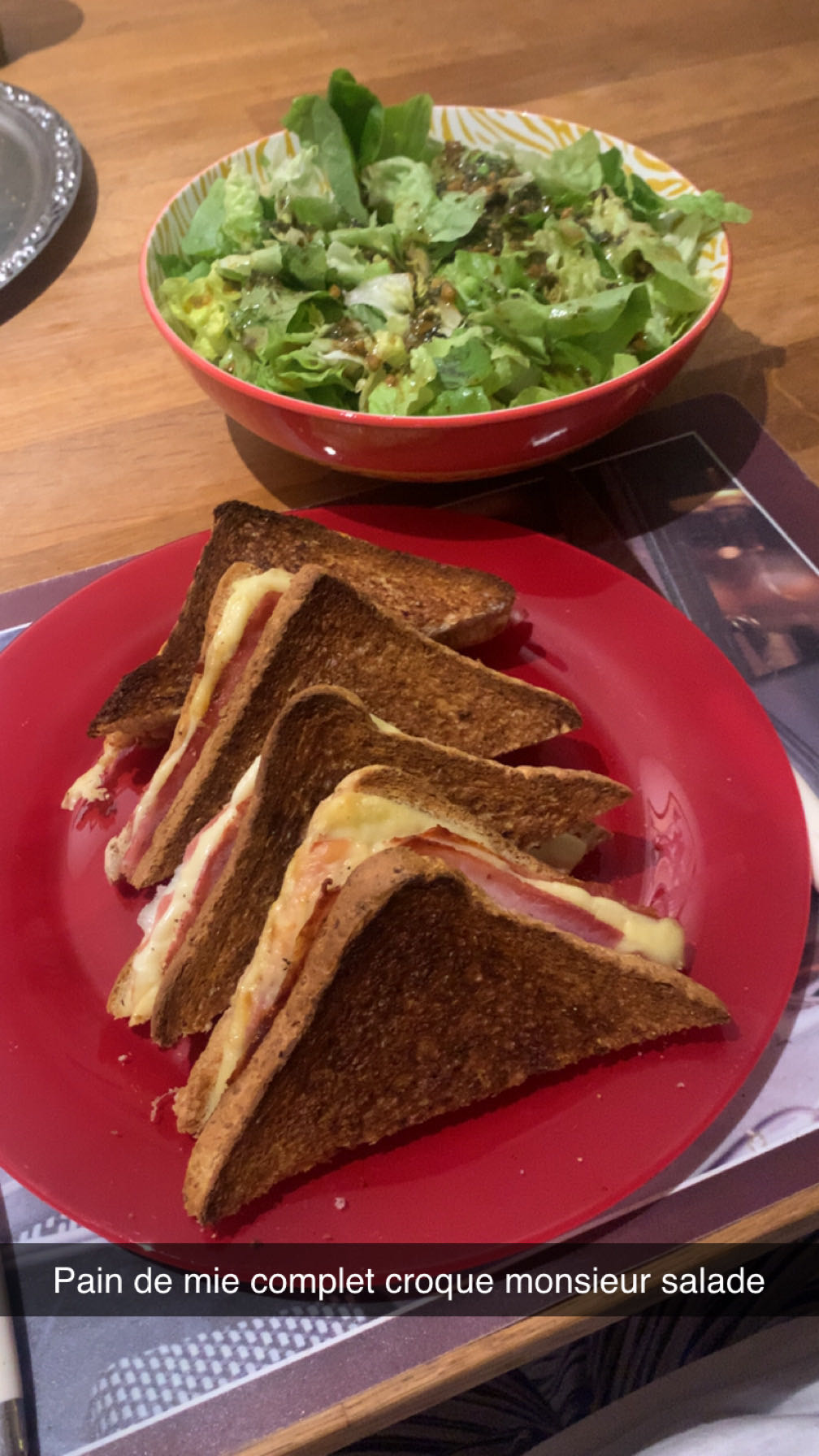 Croque monsieur complet salade