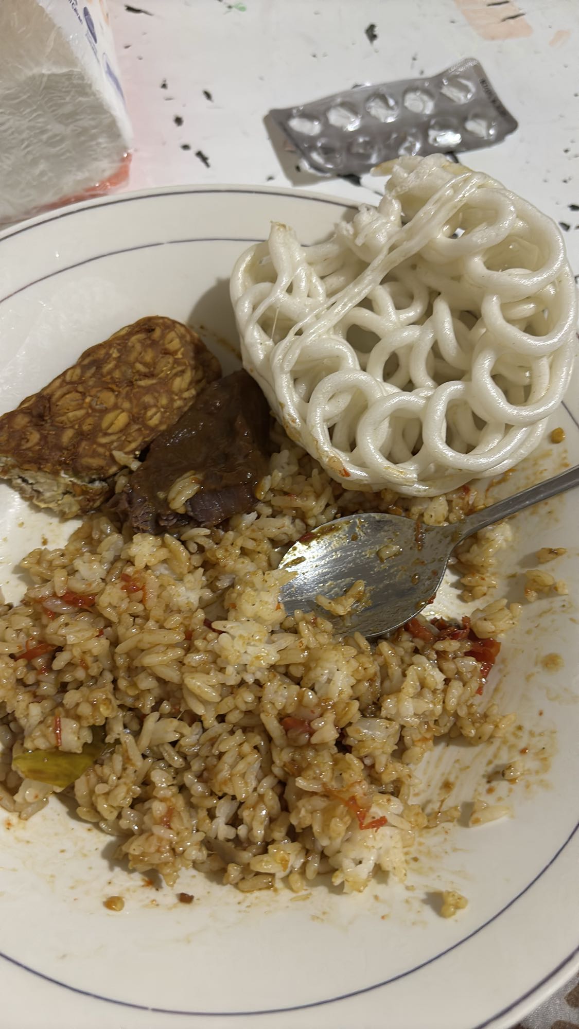 Nasi, tempe, kerupuk