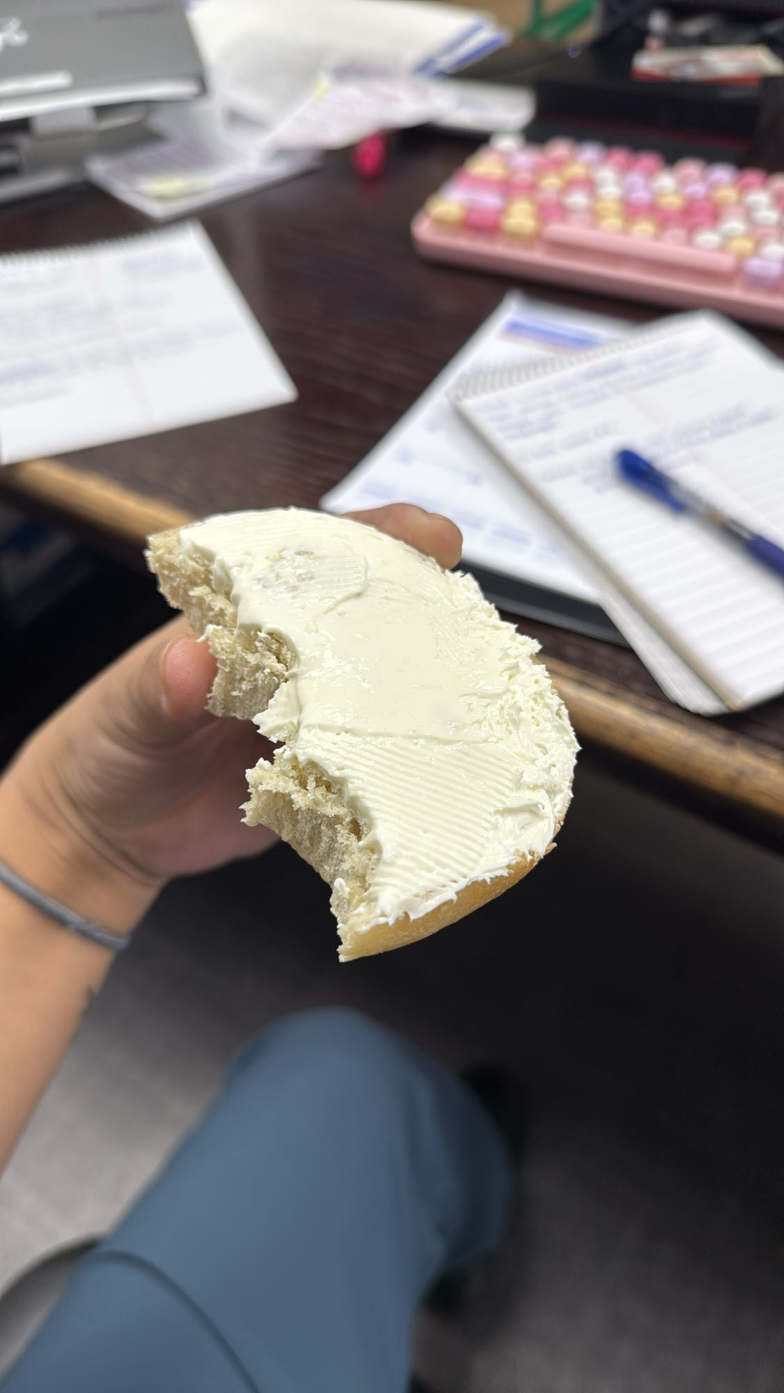 One Full Half a Bagel with Cream Cheese