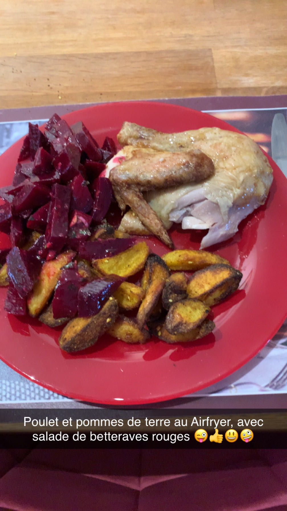 Poulet, pommes de terre, betteraves