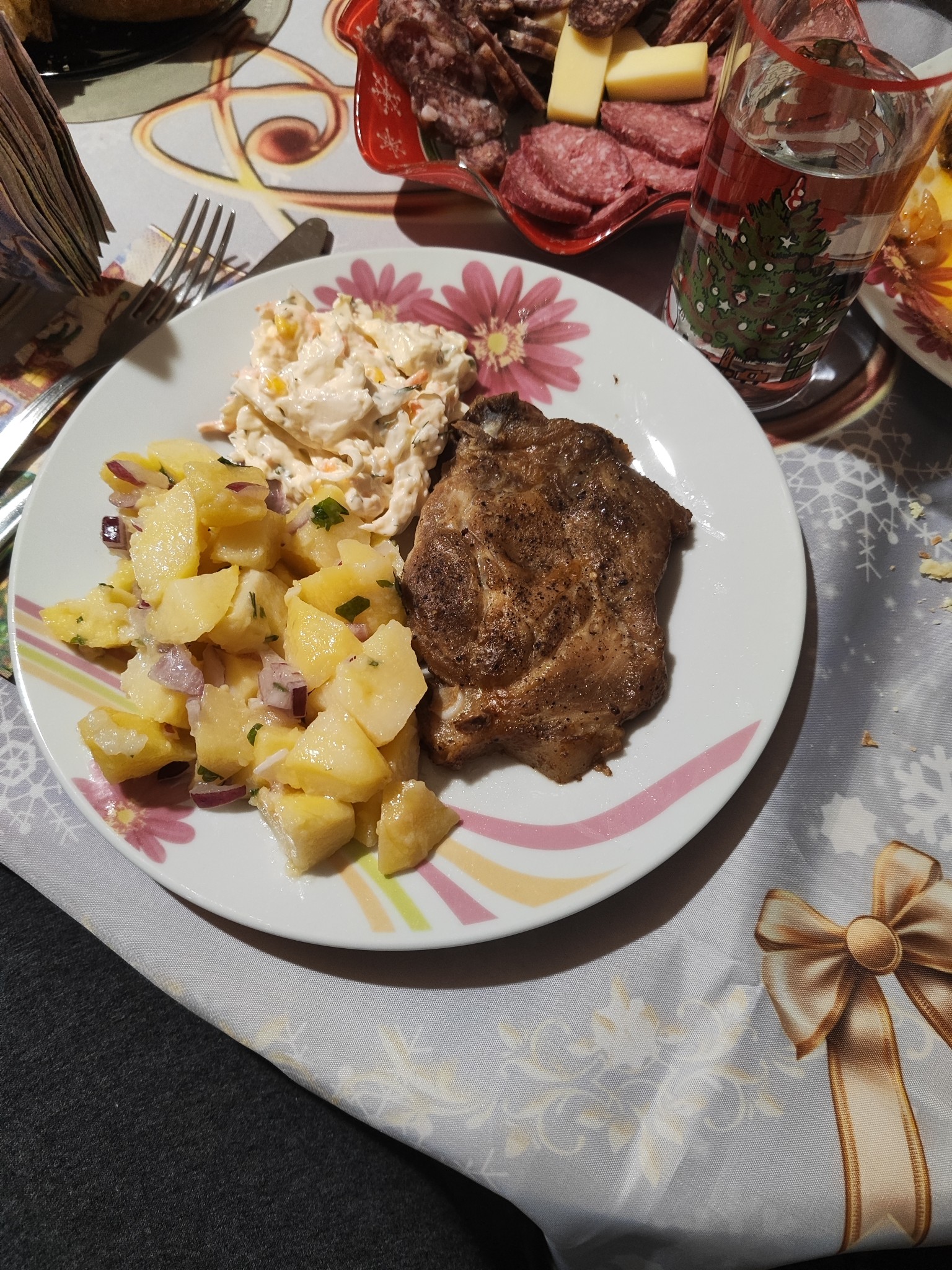 Pork chop with salads