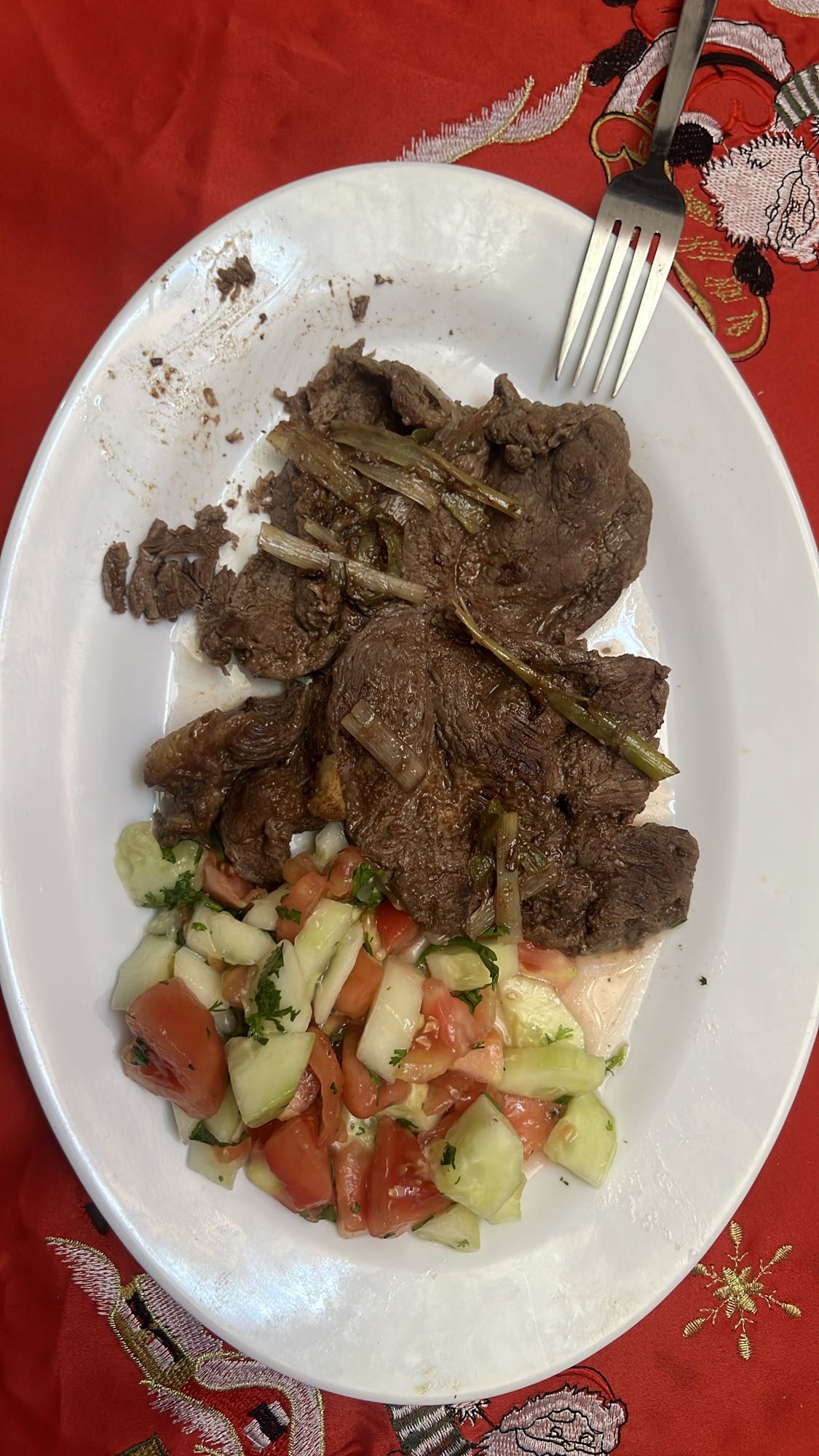 Beef with cucumber salad