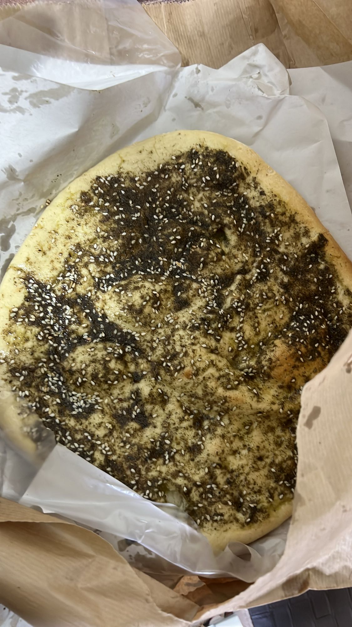 Zaatar Manoushe and Half Cheese Manoushe