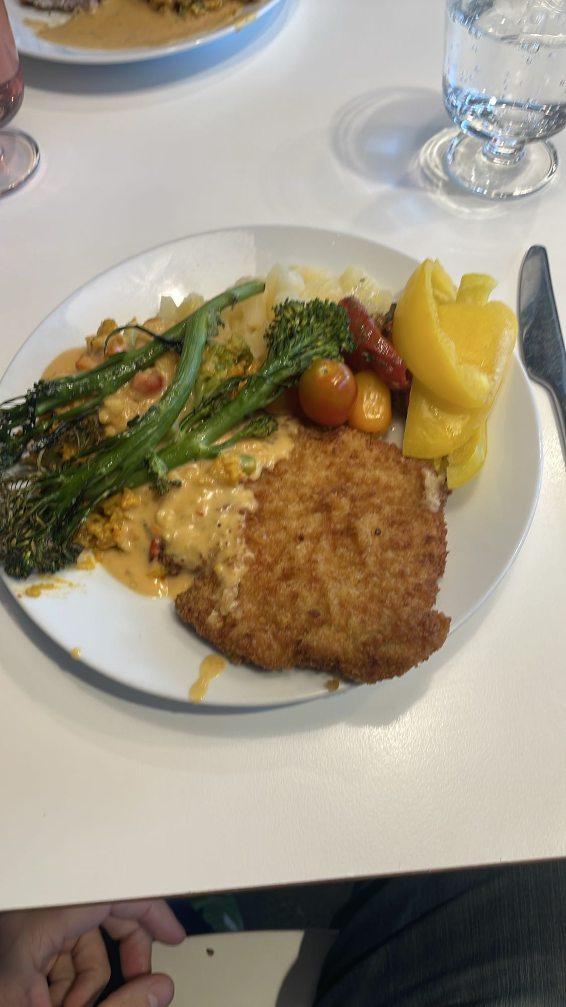 Panerad schnitzel tallrik