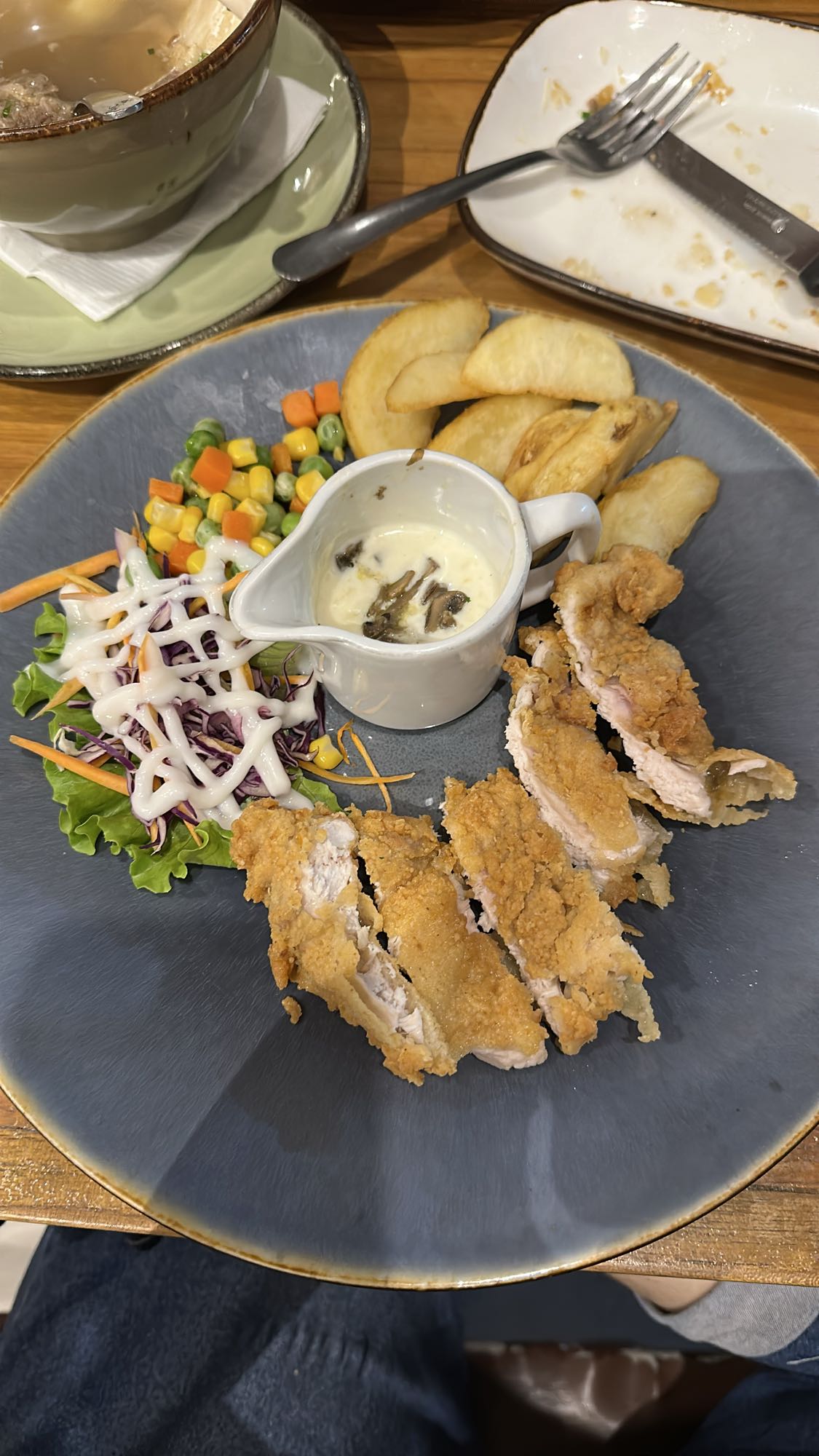 Fried Chicken with Salad