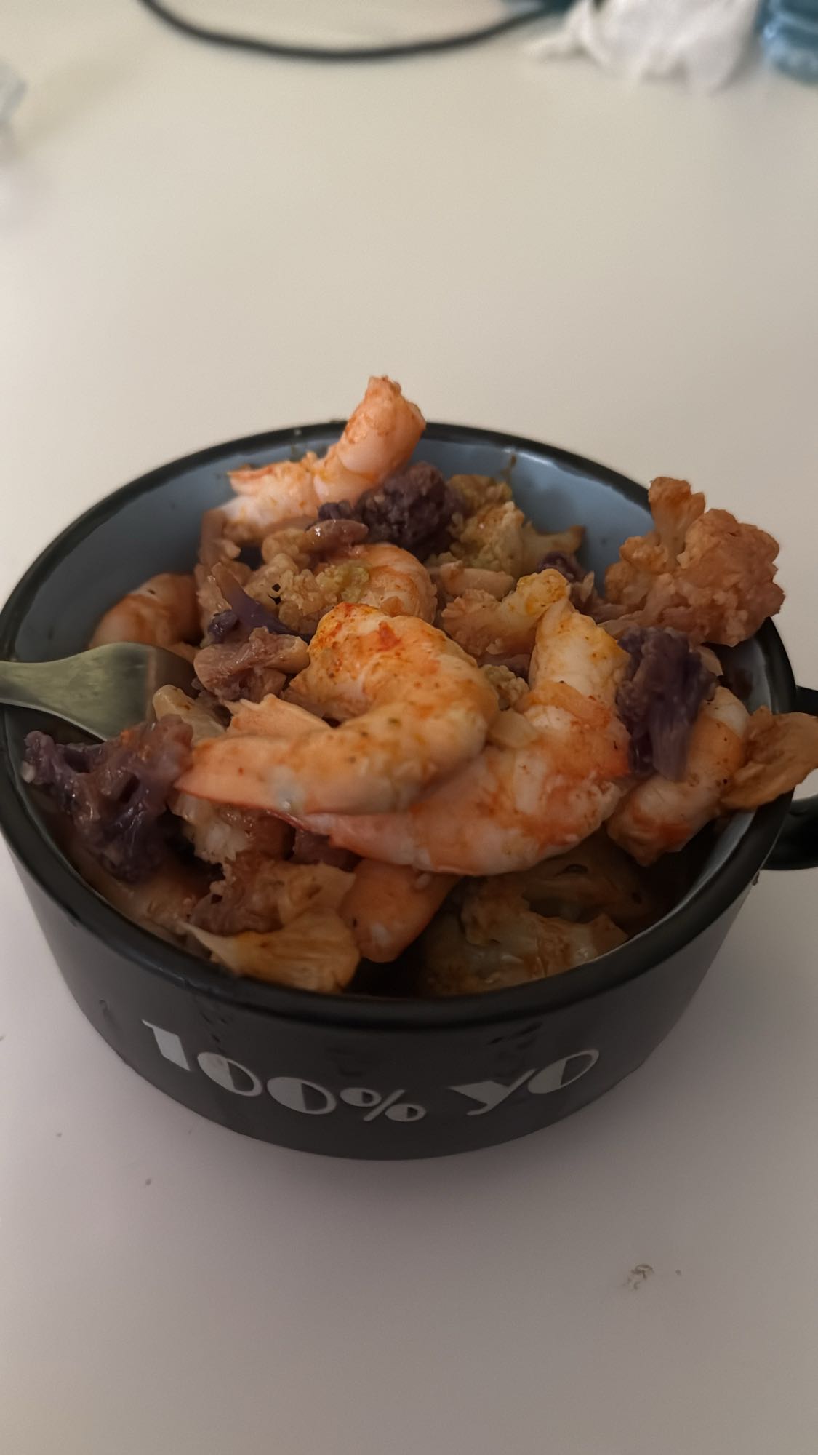 Camarones con coliflor