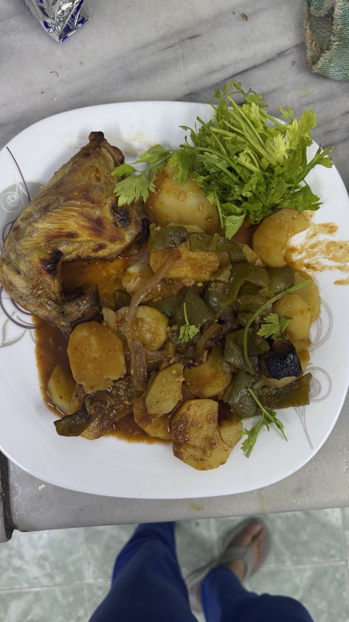 Roast chicken with veggies