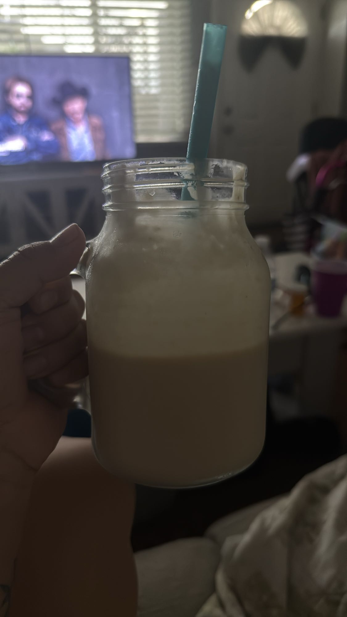 Fruit Smoothie with Protein Powder and Almond Milk