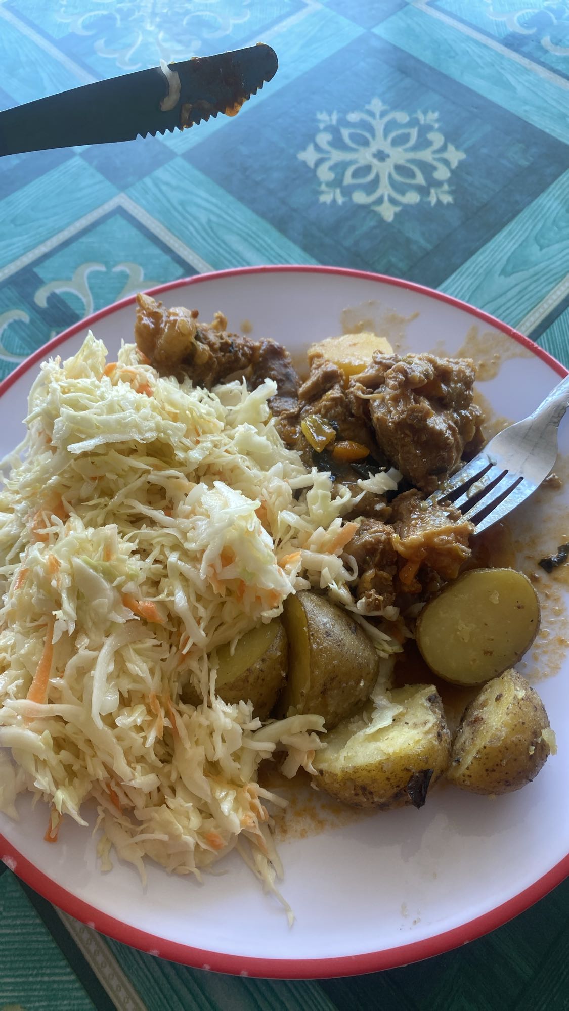 guiso de carne con ensalada