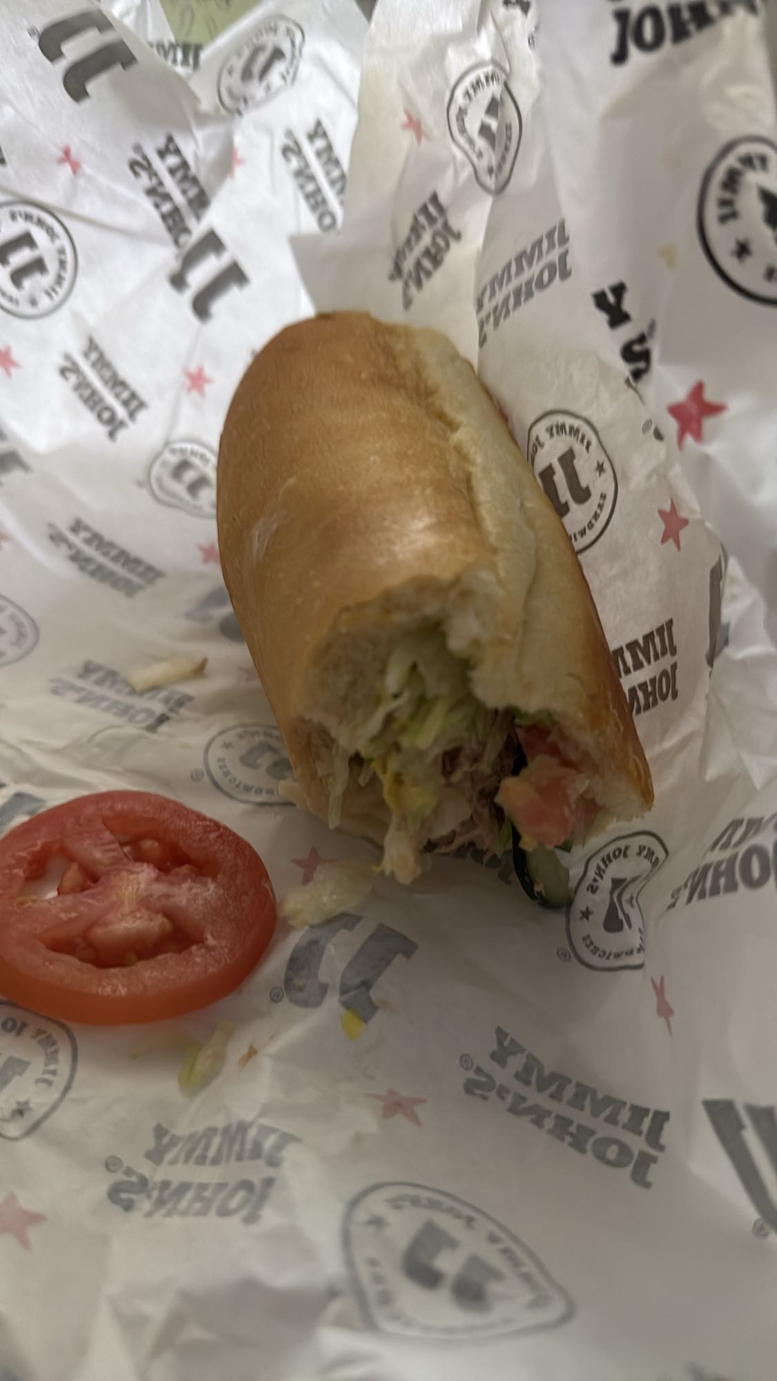 Tuna Jimmy John’s sandwich (half sub)