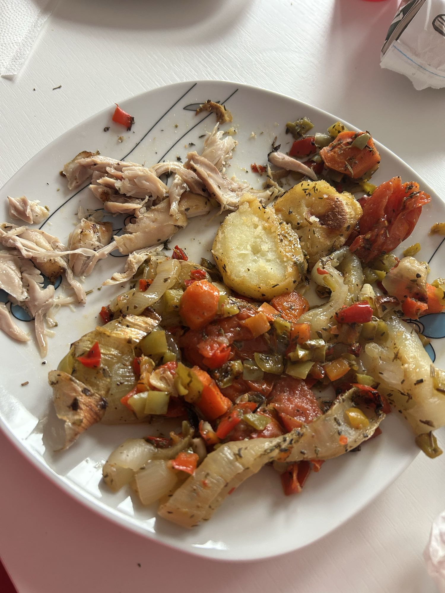 Pollo con verduras asadas