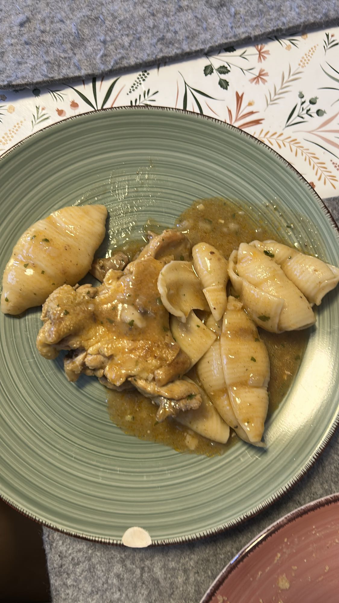 Pasta con pollo en salsa