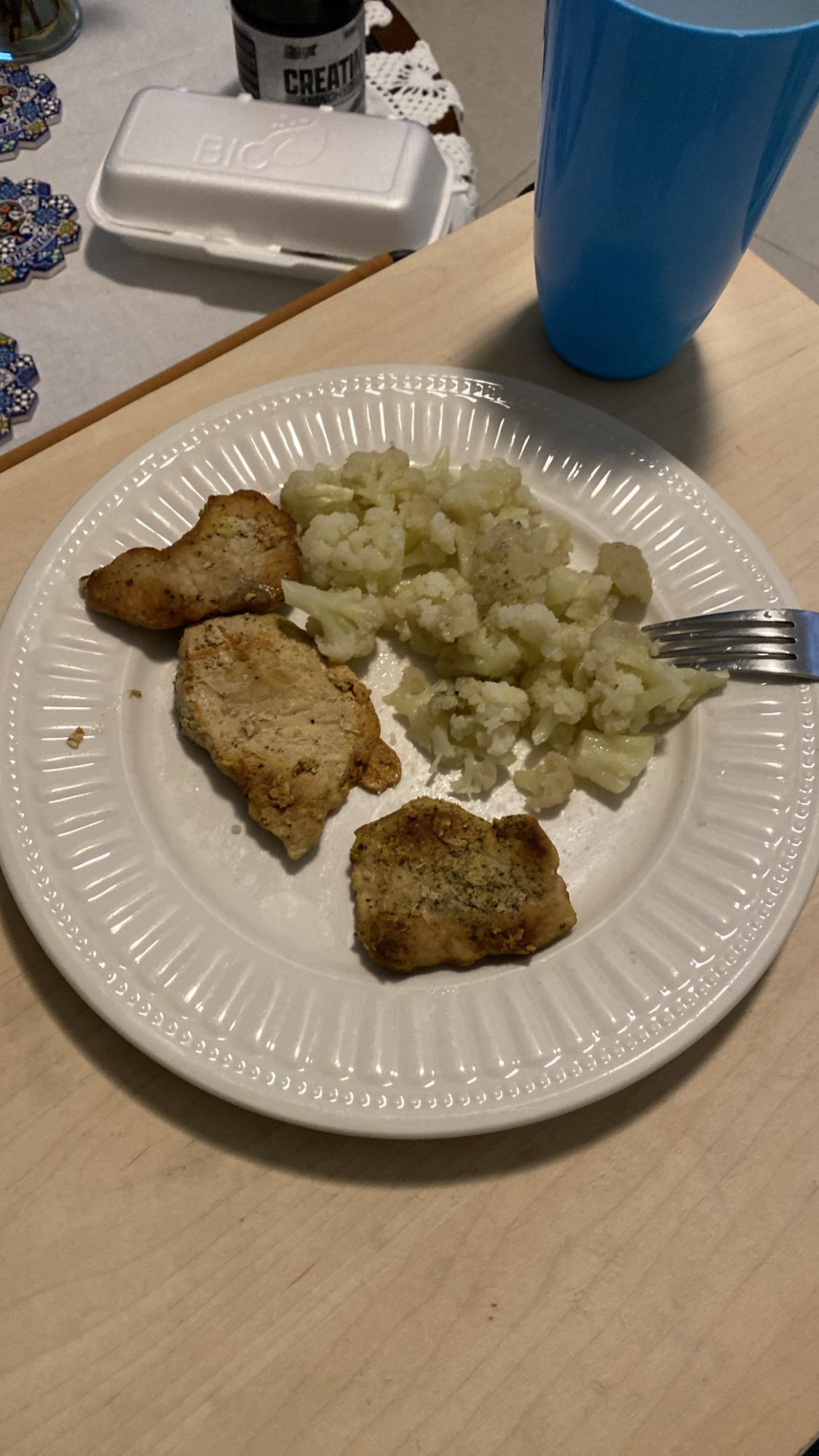 Lomo de cerdo y coliflor