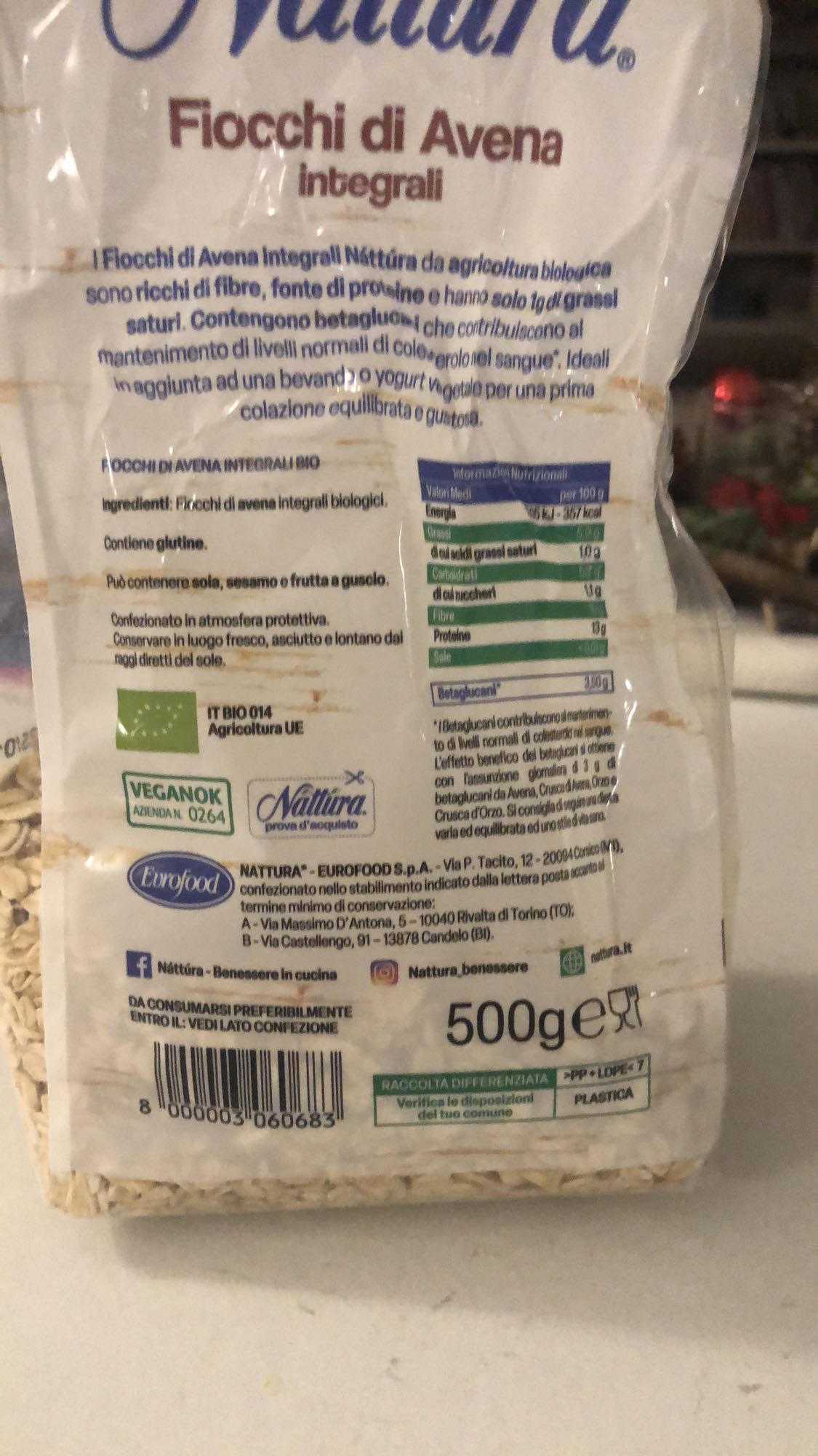 Fiocchi di avena integrali