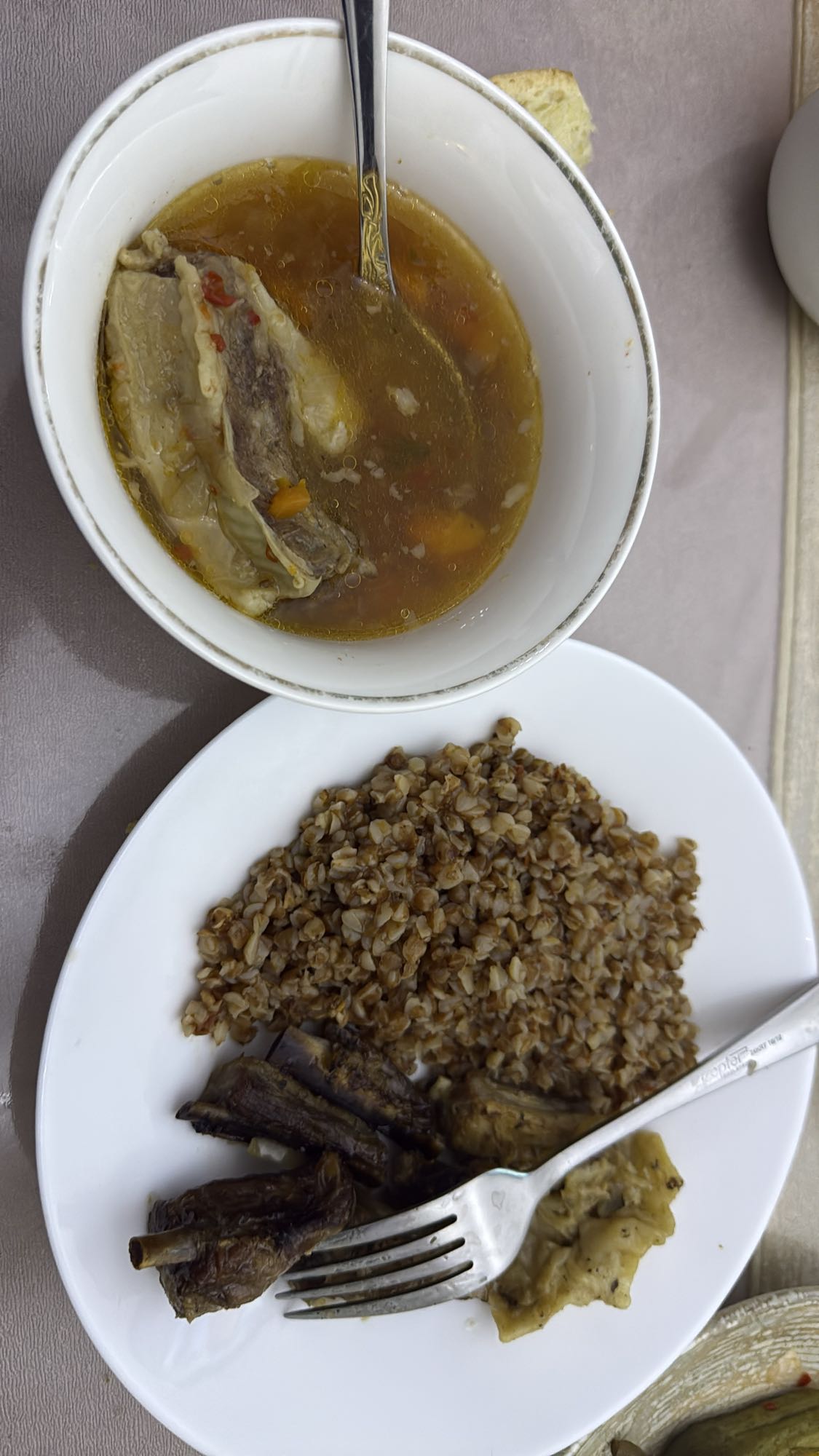 гречка с супом и мясом