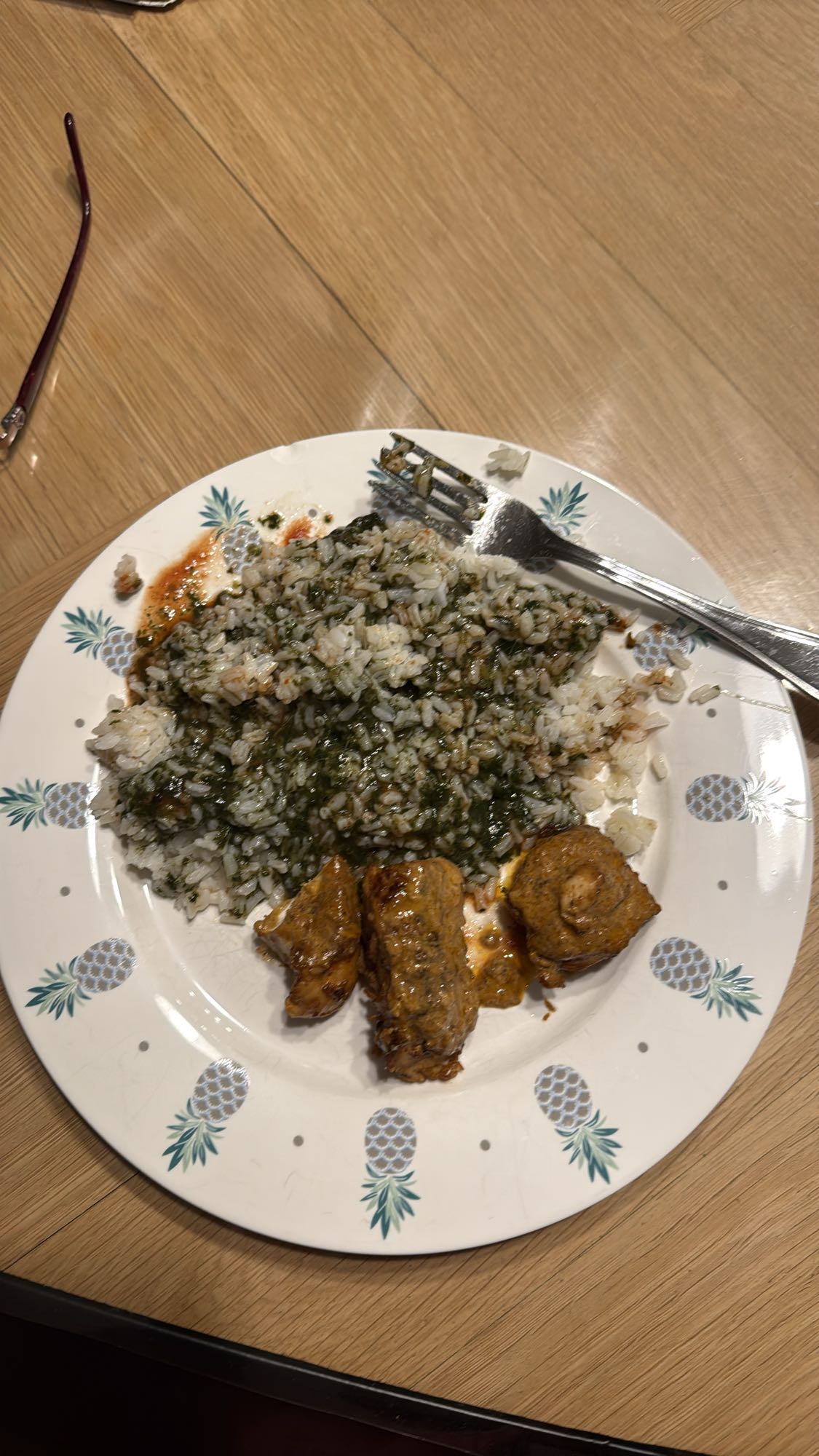 Rice with molokheya and chicken
