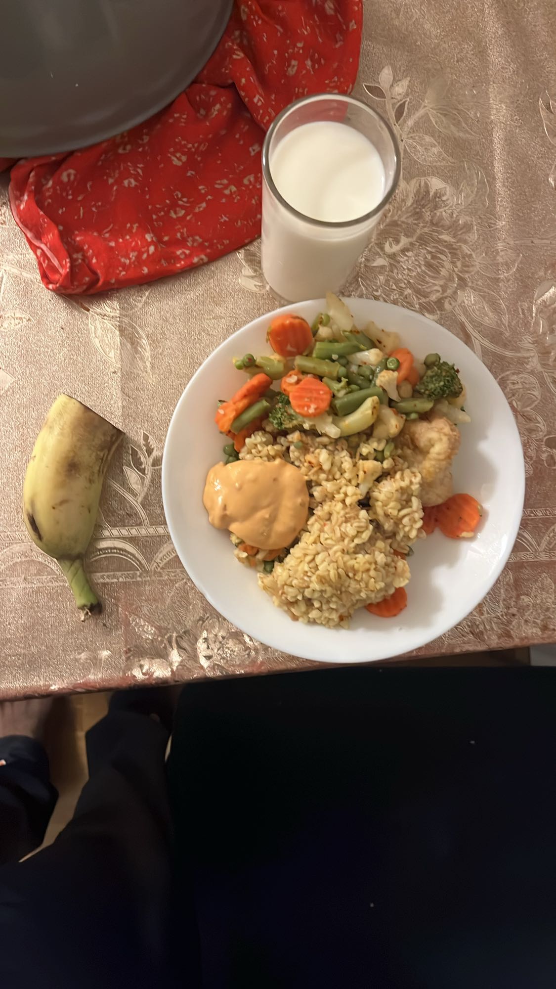 Veggie rice with milk