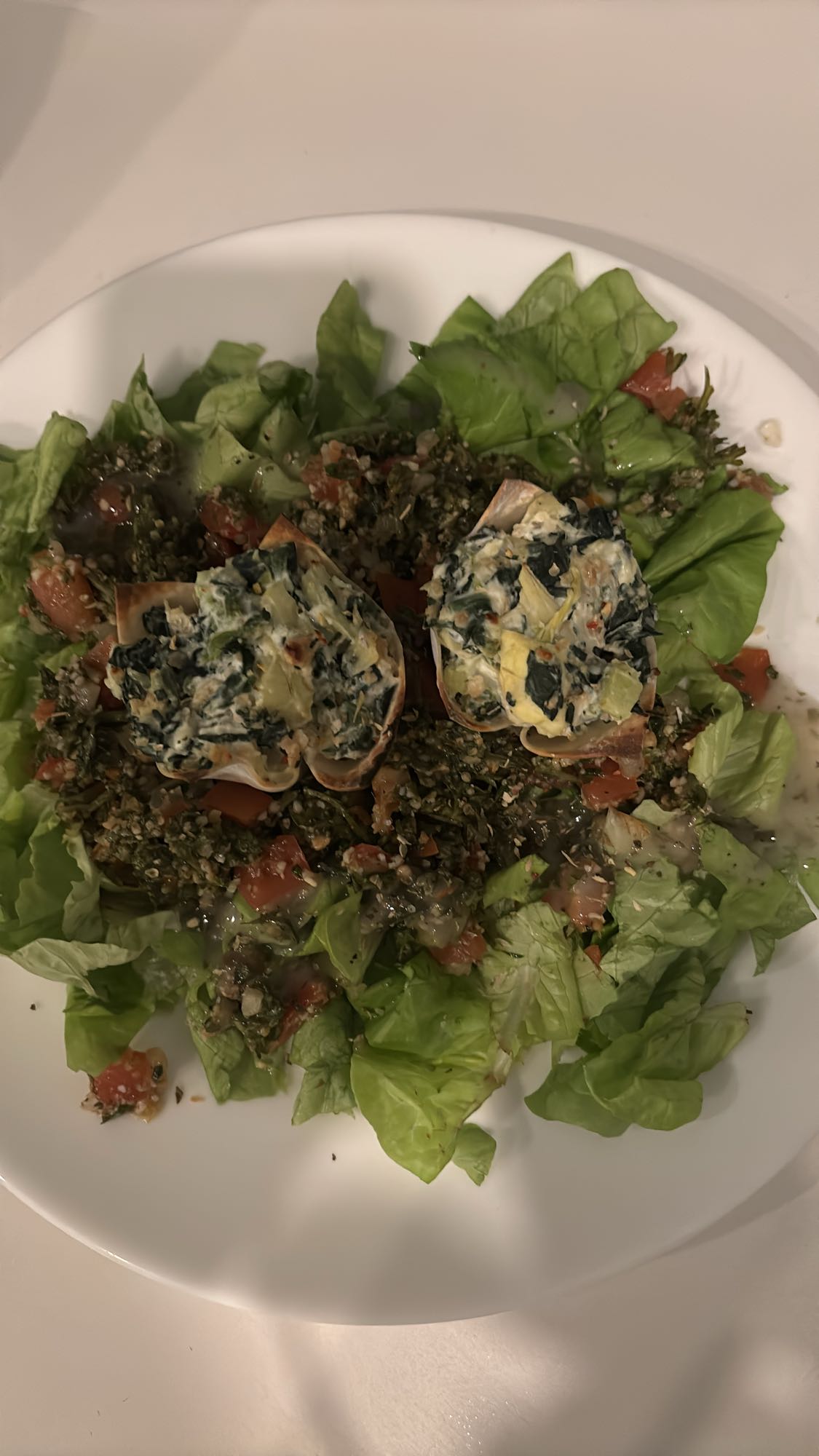 Salade aux bouchées épinards