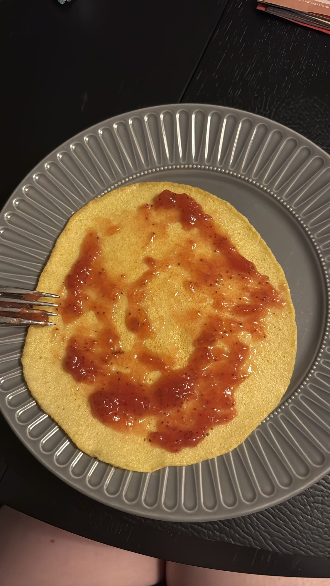 Corn pancake with jam