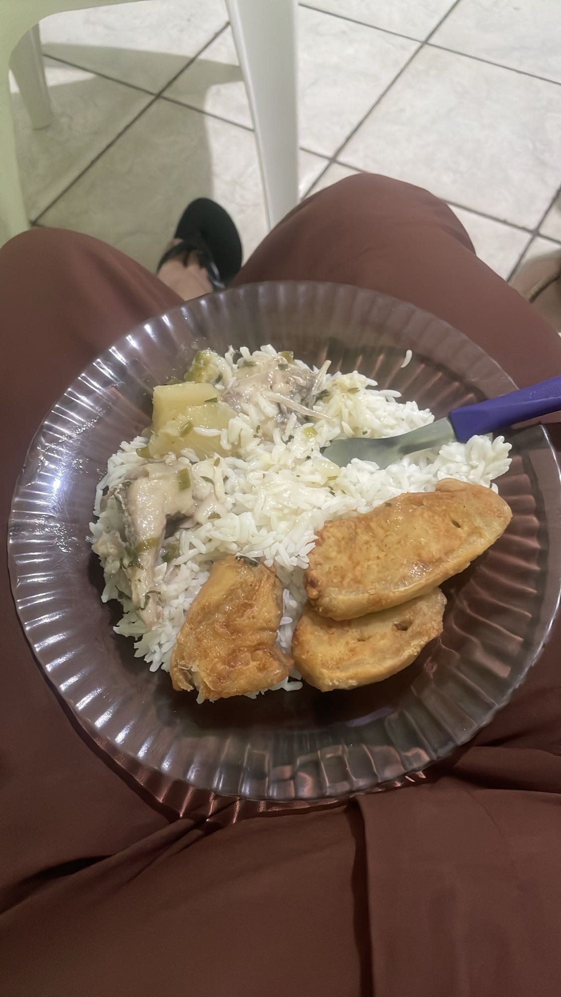 Arroz, frango e batata