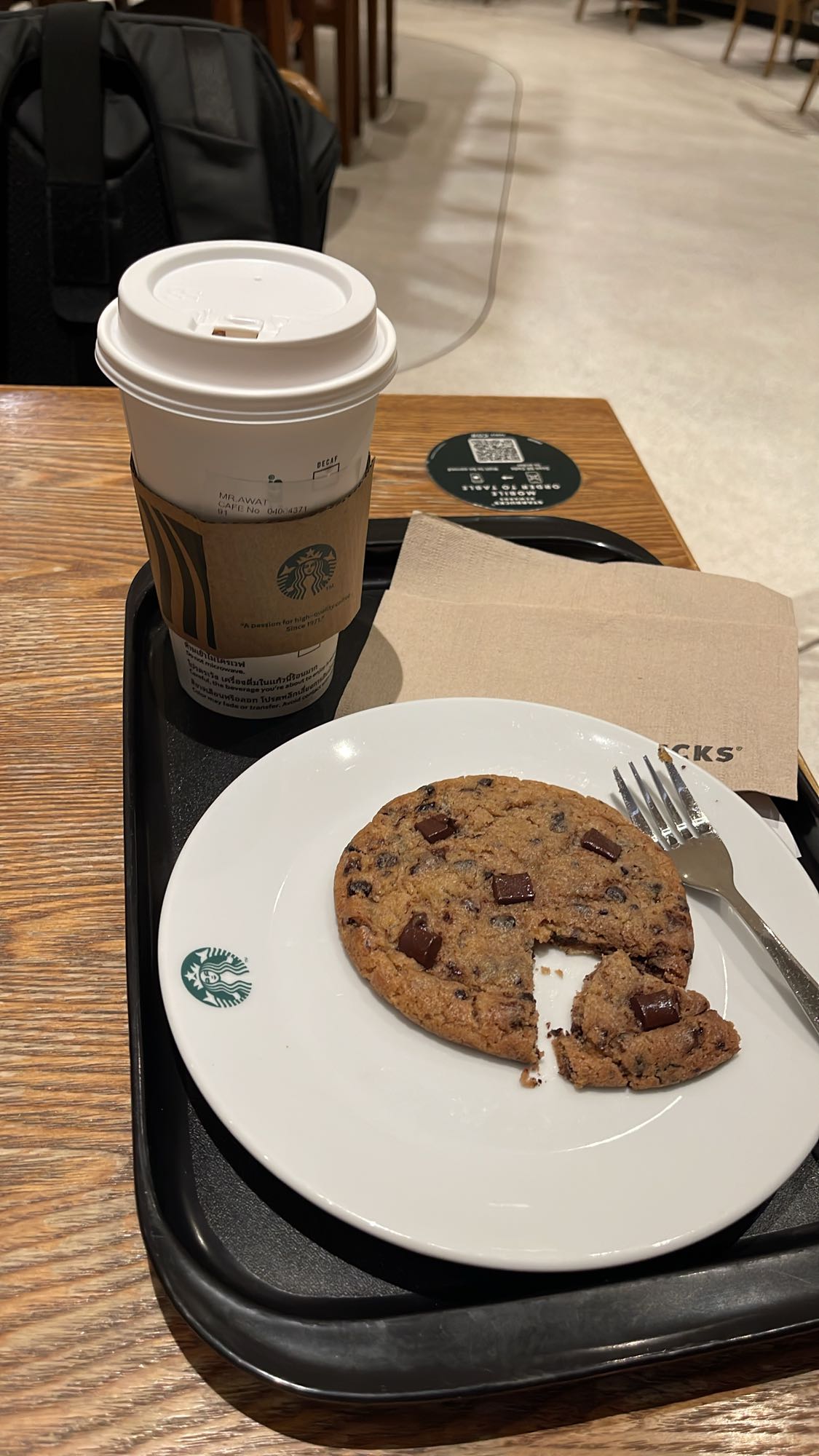 Coffee and chocolate chip cookie