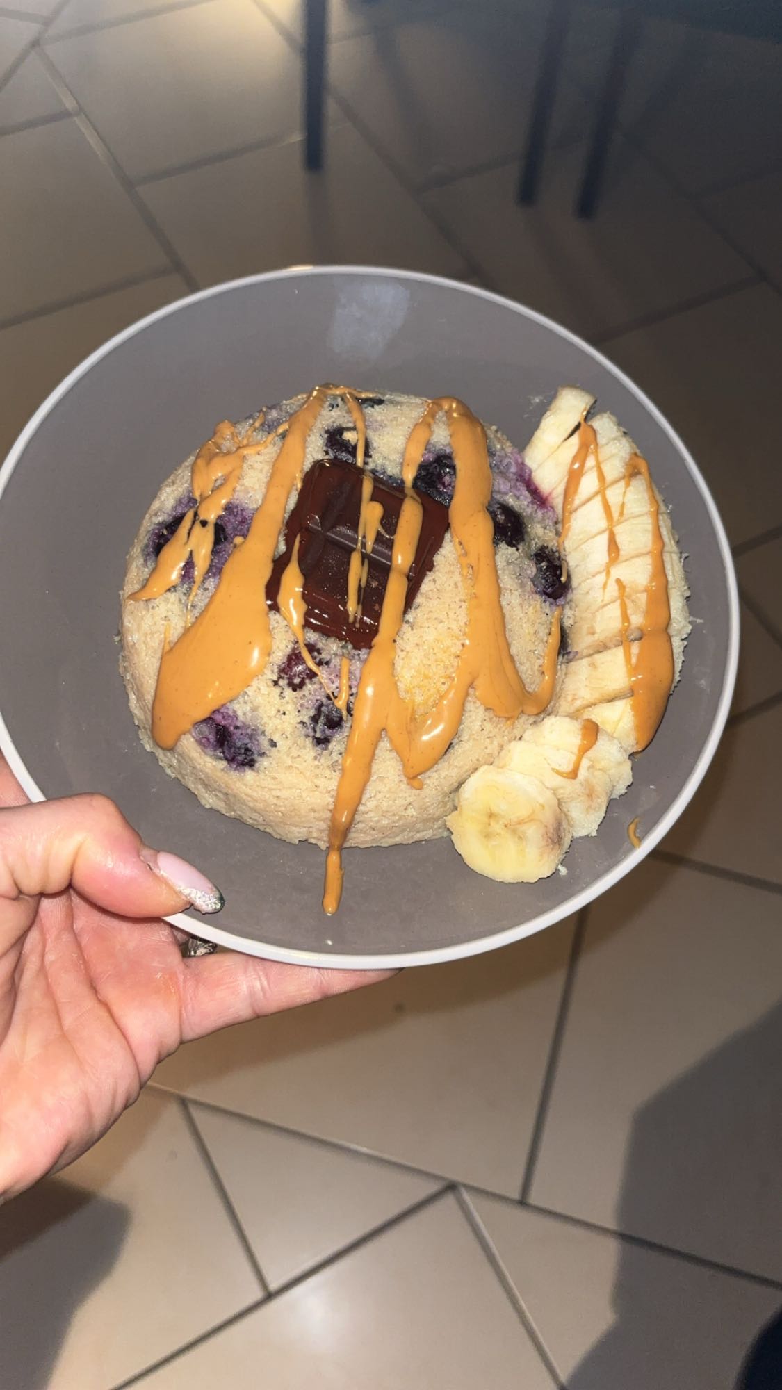 Bowl banane myrtille beurre cacahuète