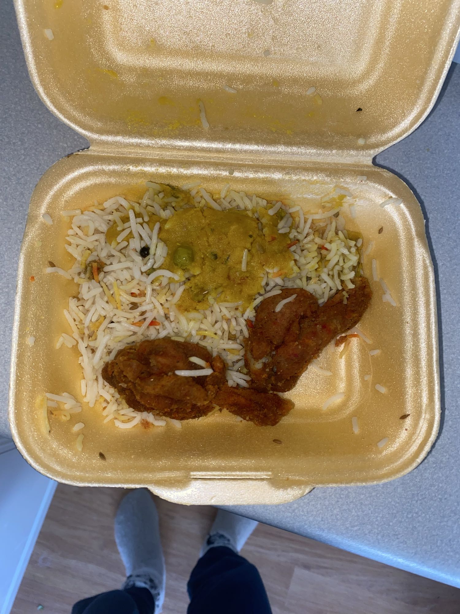 Rice with curry & wings
