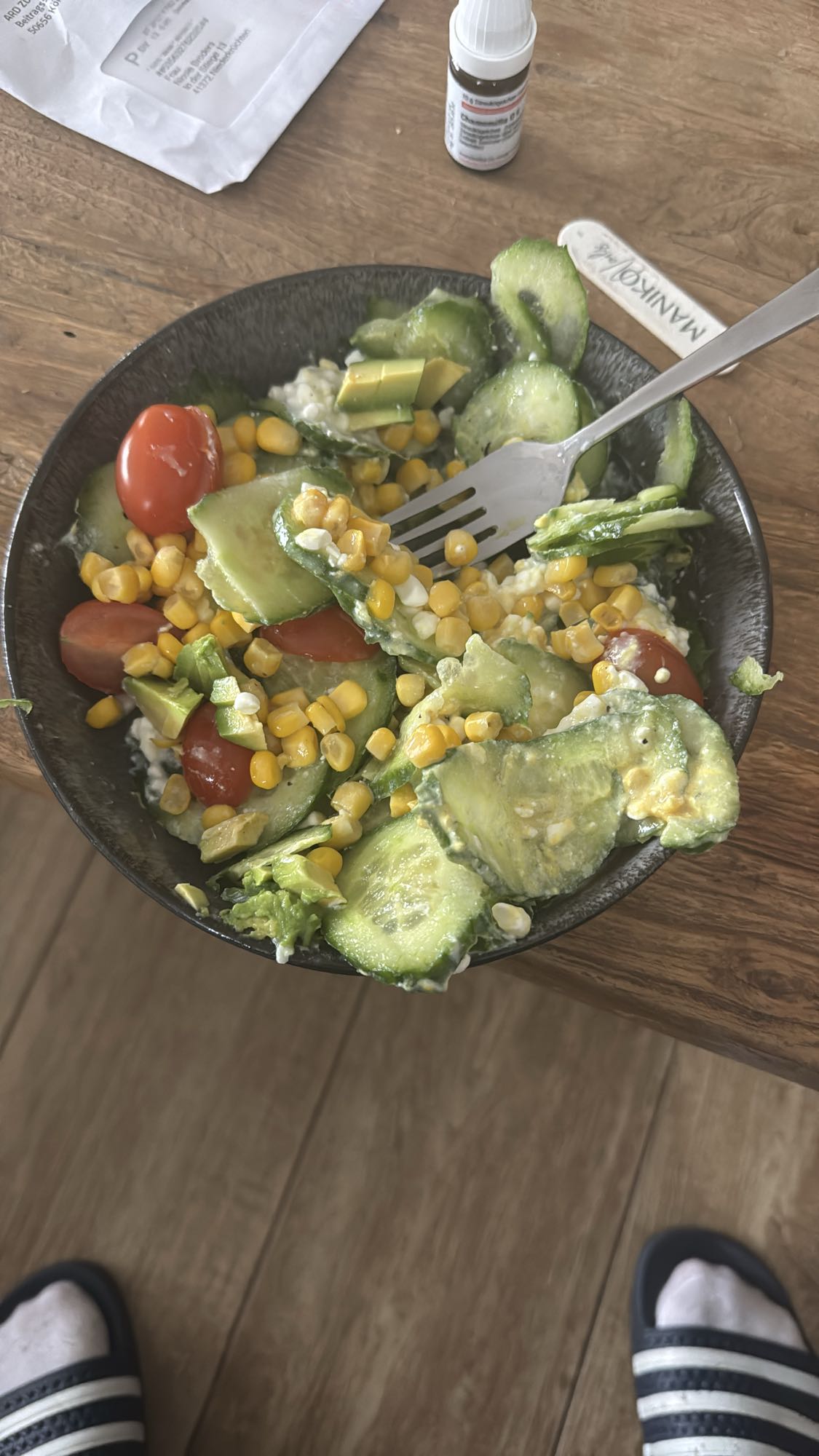 Groene salade met maïs