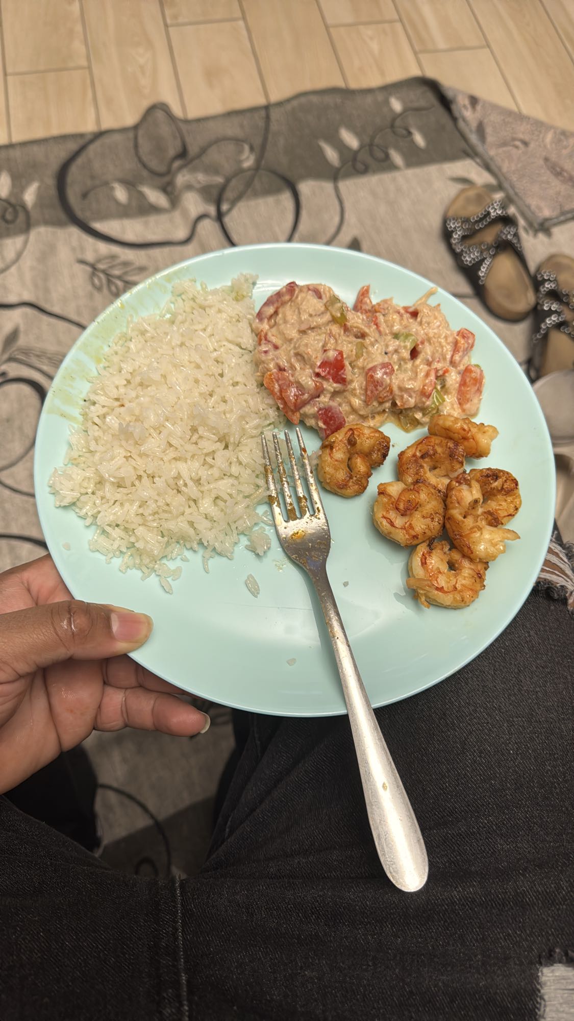 Reis mit Garnelen und Gemüse