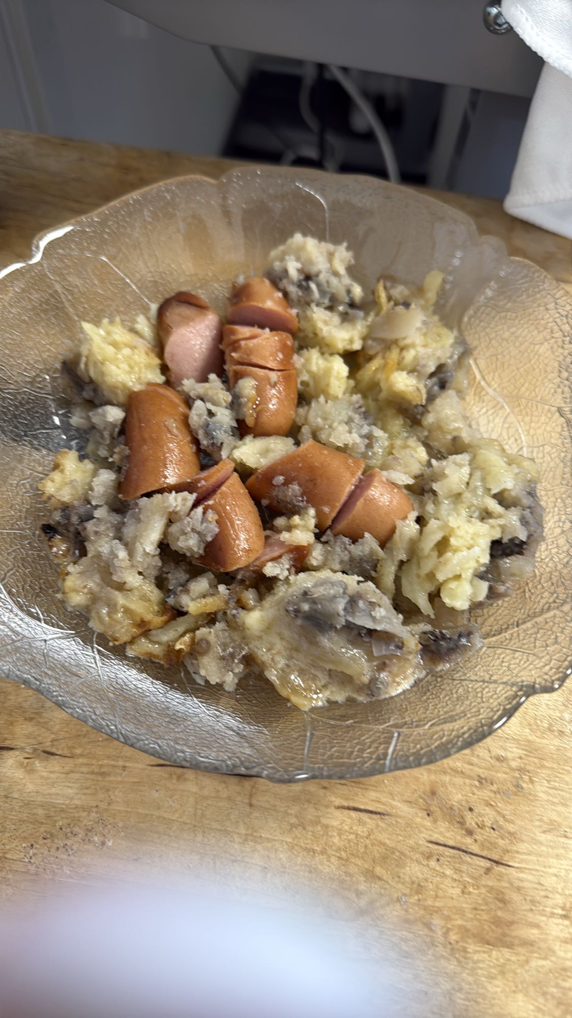 Korv med potatis och svamp