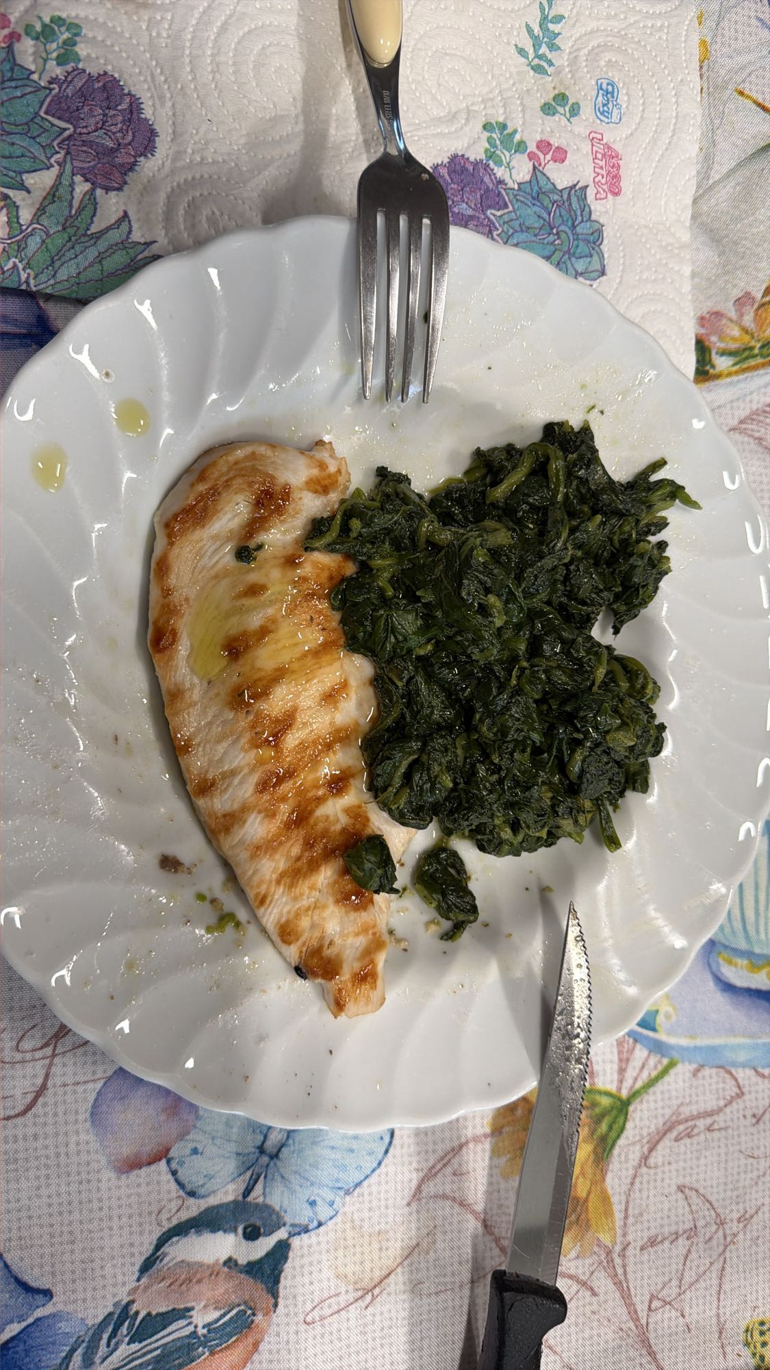 Tavuk ve ıspanak tabağı