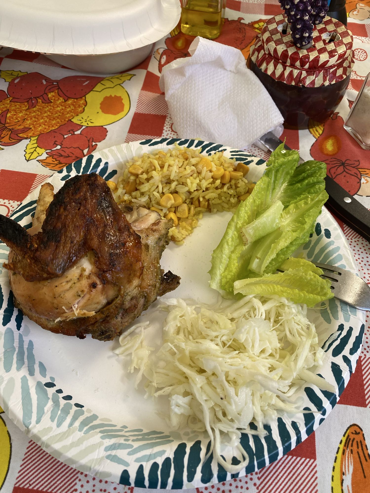 Pollo con arroz y ensalada