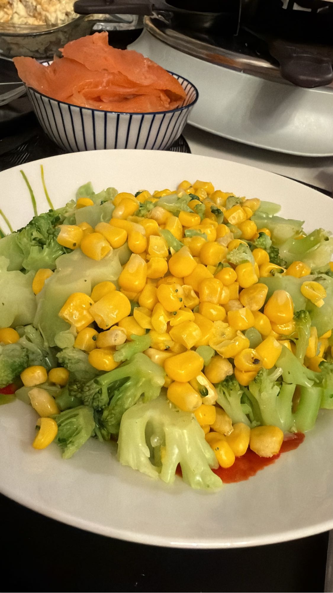 Brocoli maïs et saumon