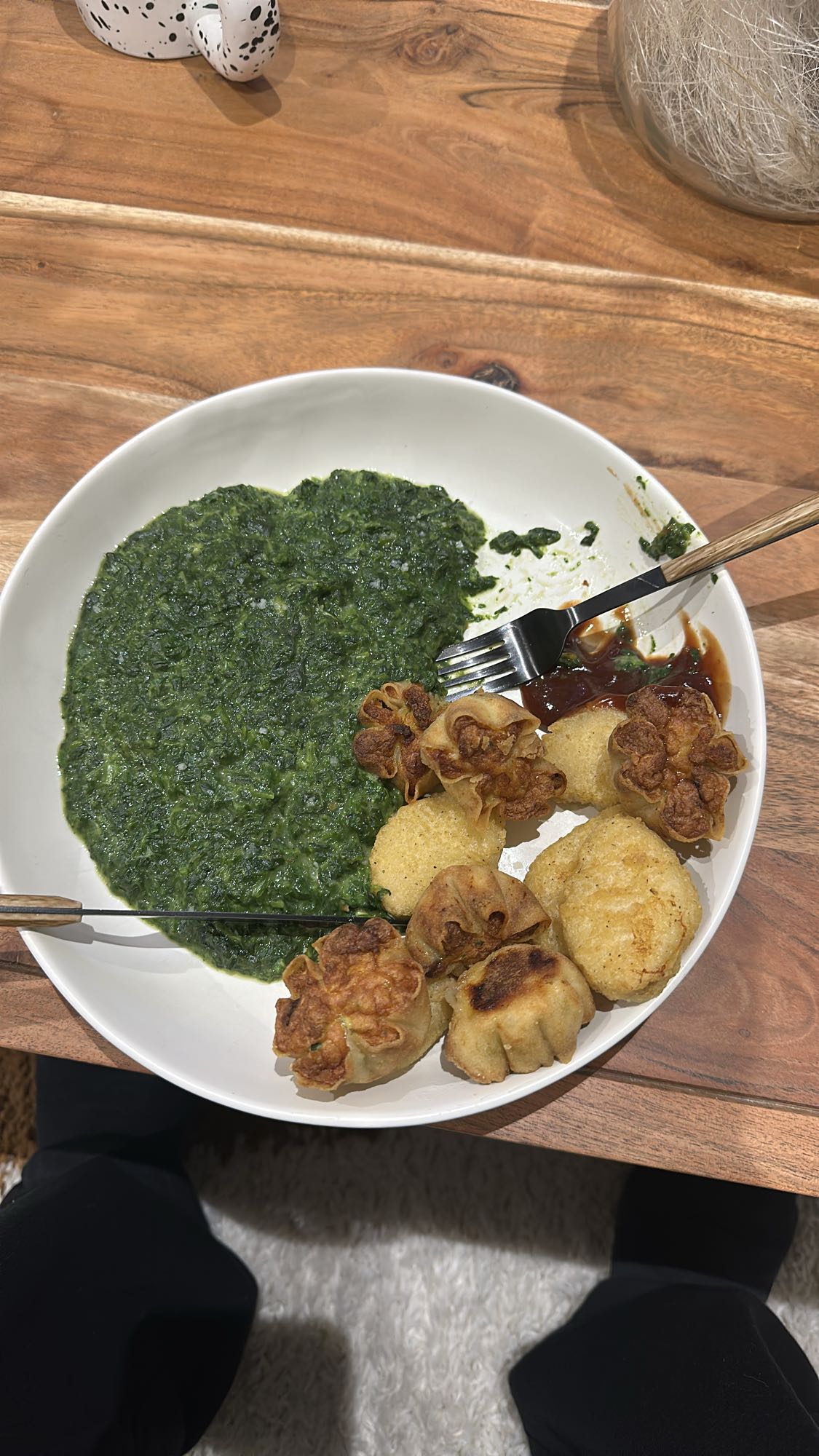 Épinards et boulettes