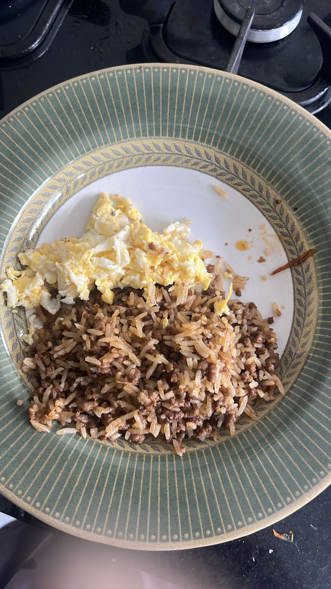 Arroz com carne e ovo