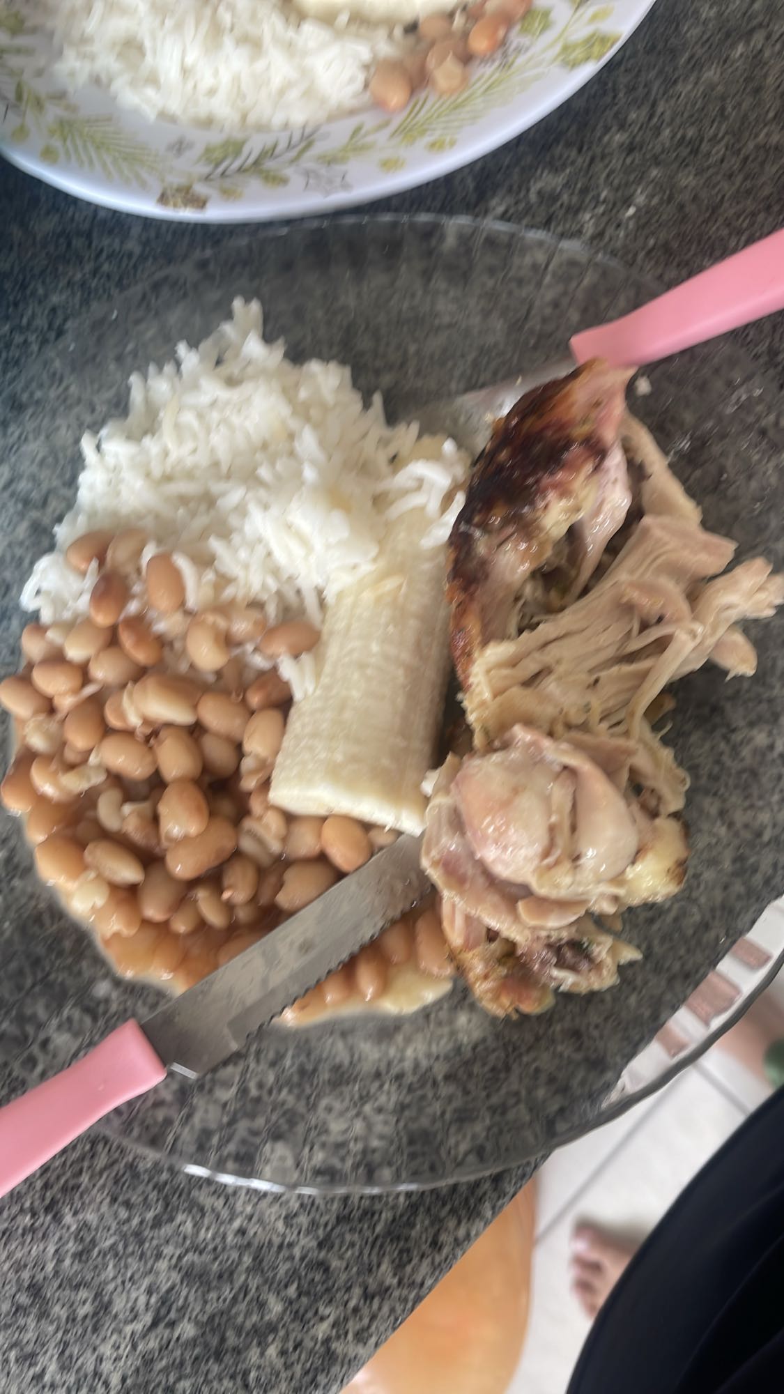 Arroz, feijão e frango