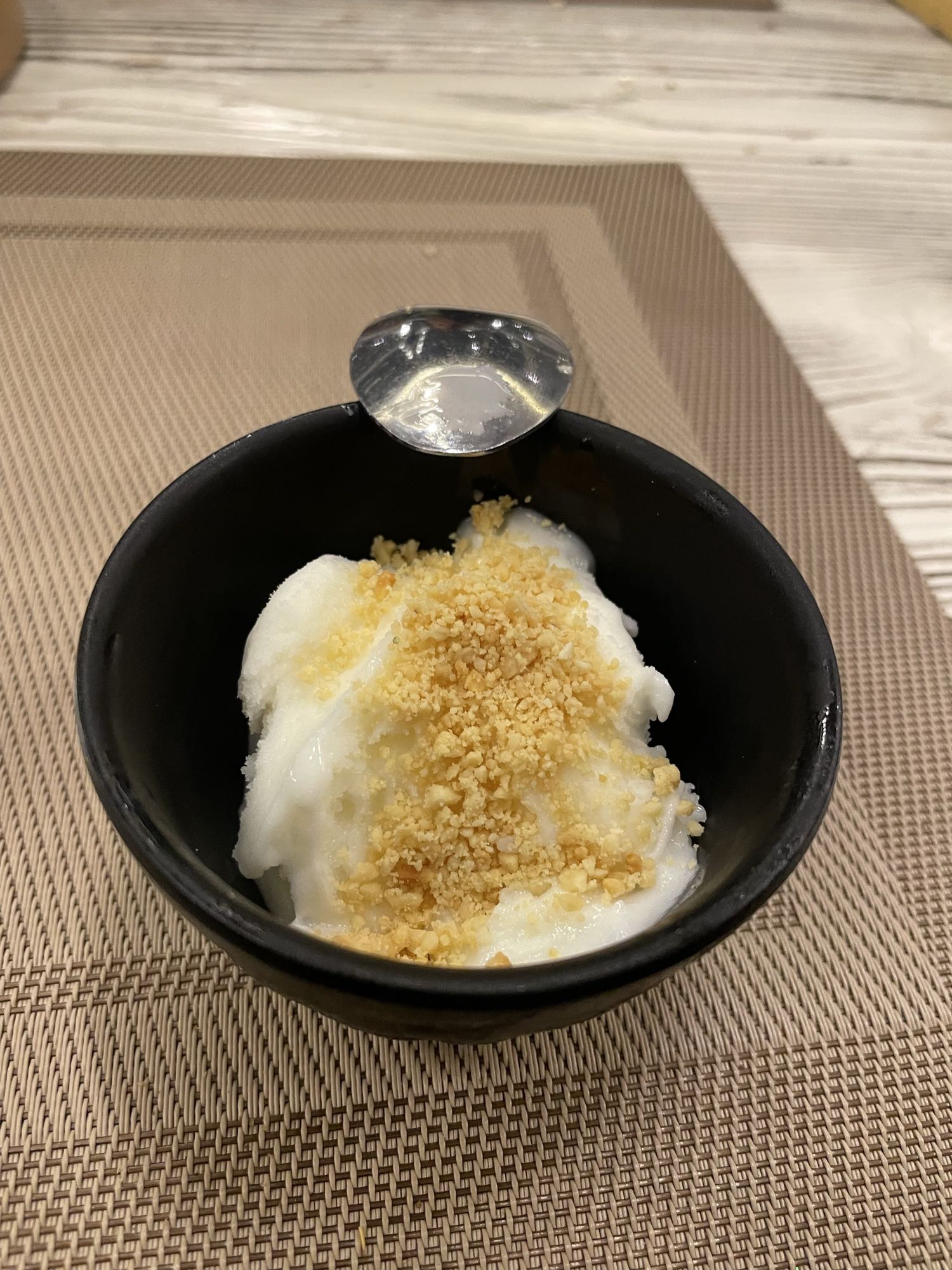 Coconut ice cream with nuts
