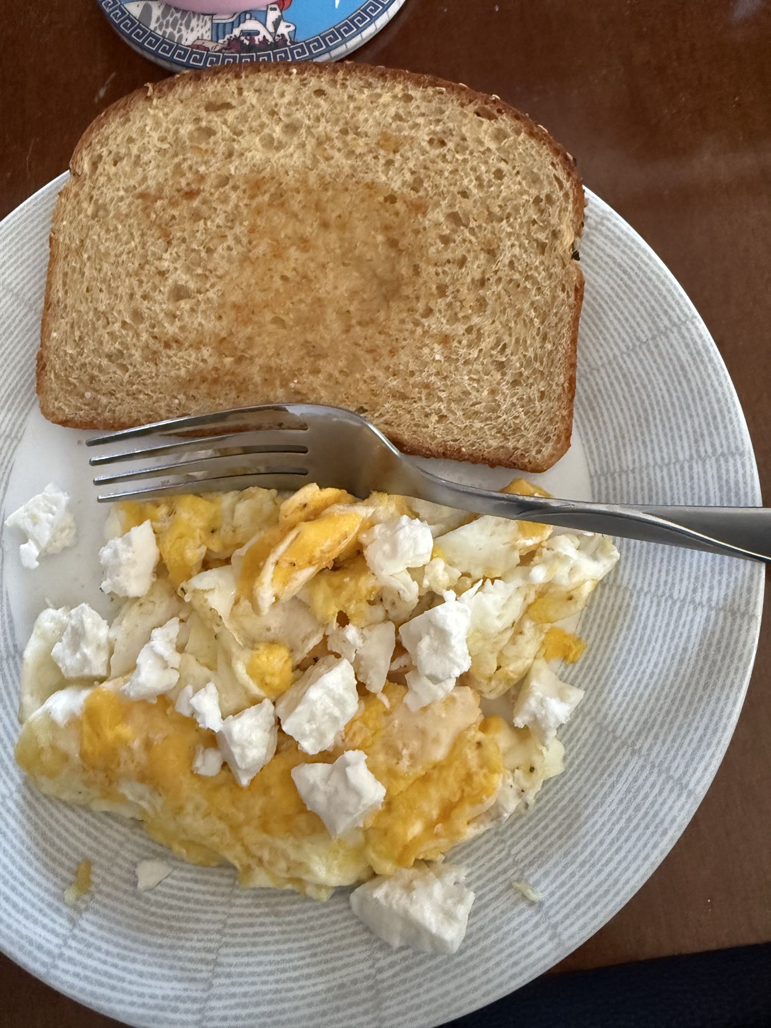 Eggs, feta, wheat toast